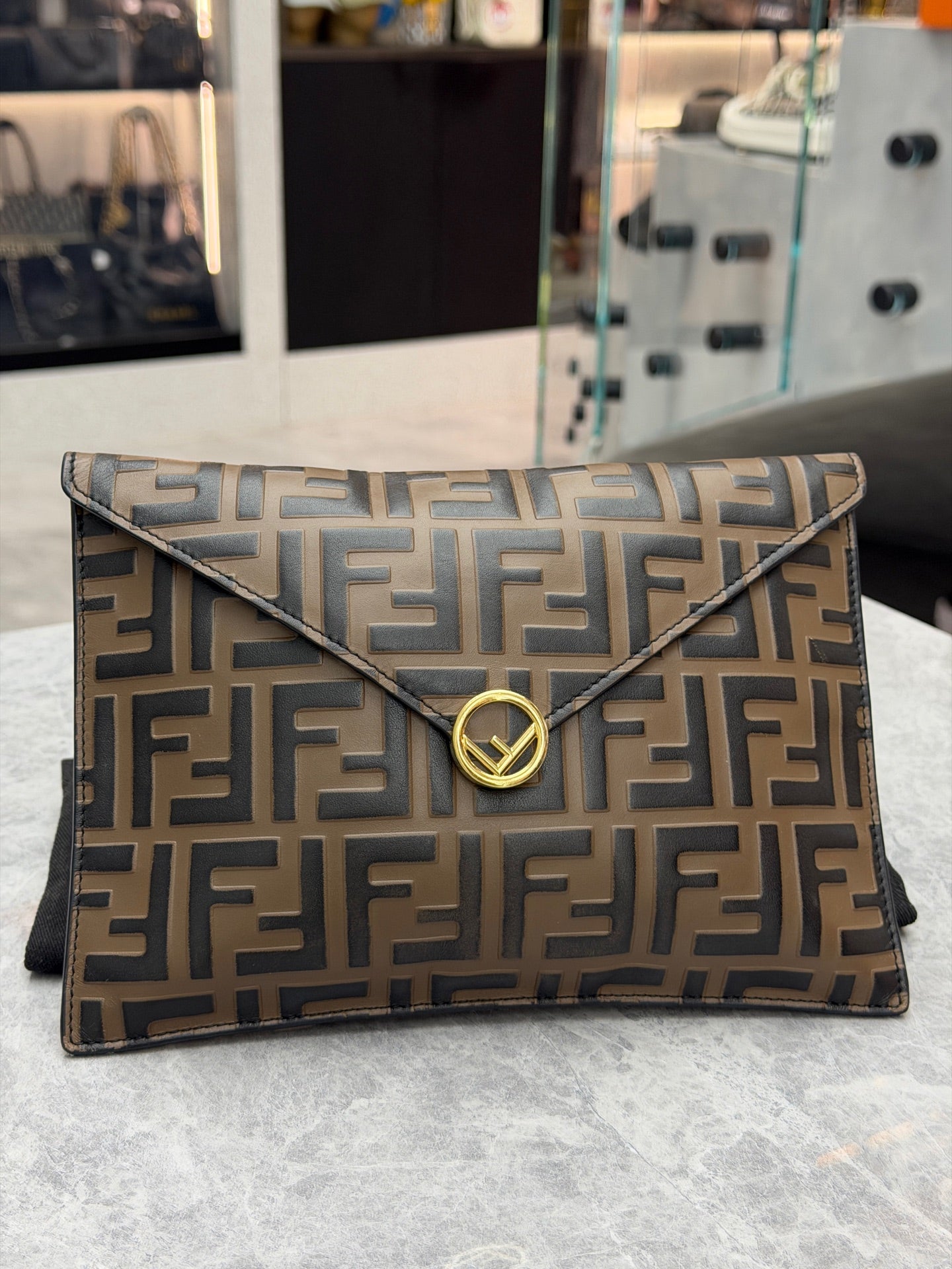 Fendi FF embossed envelope bag view 2