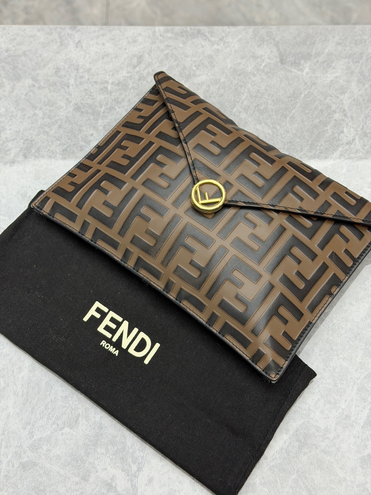 Fendi FF embossed envelope bag interior