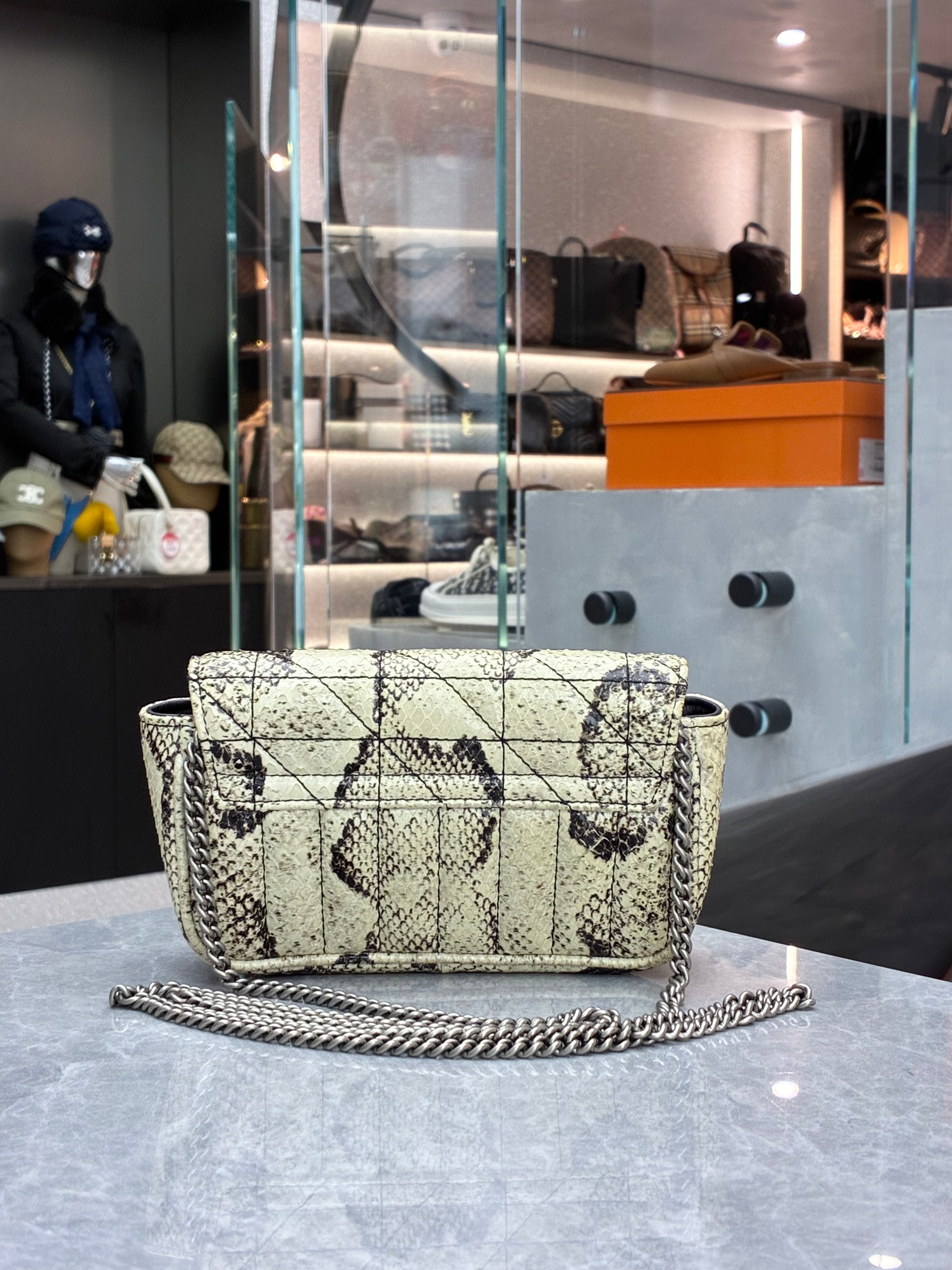Gucci Mini Marmont natural python skin chain crossbody bag back view