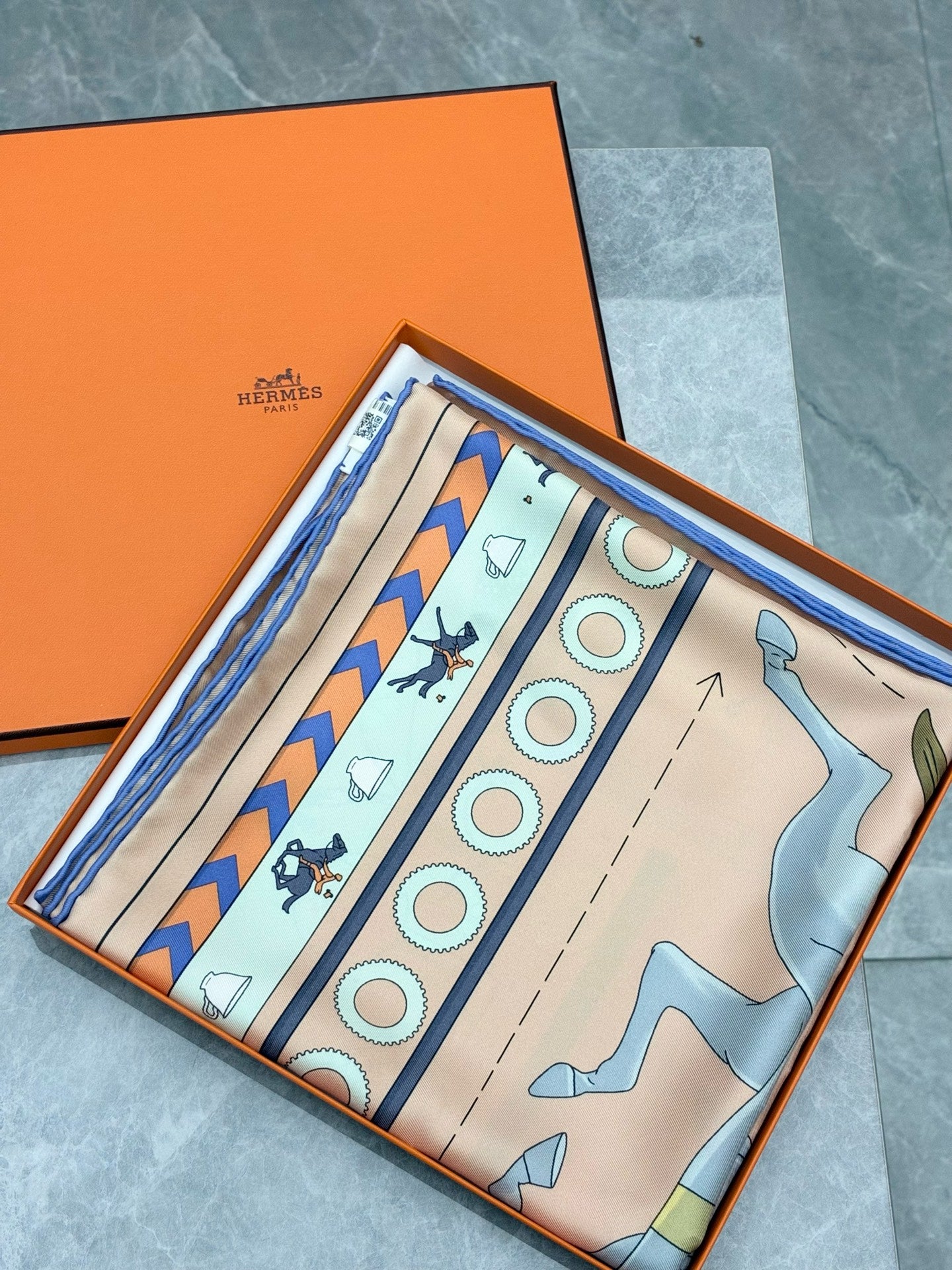 Hermès Double Afternoon Tea silk scarf detail
