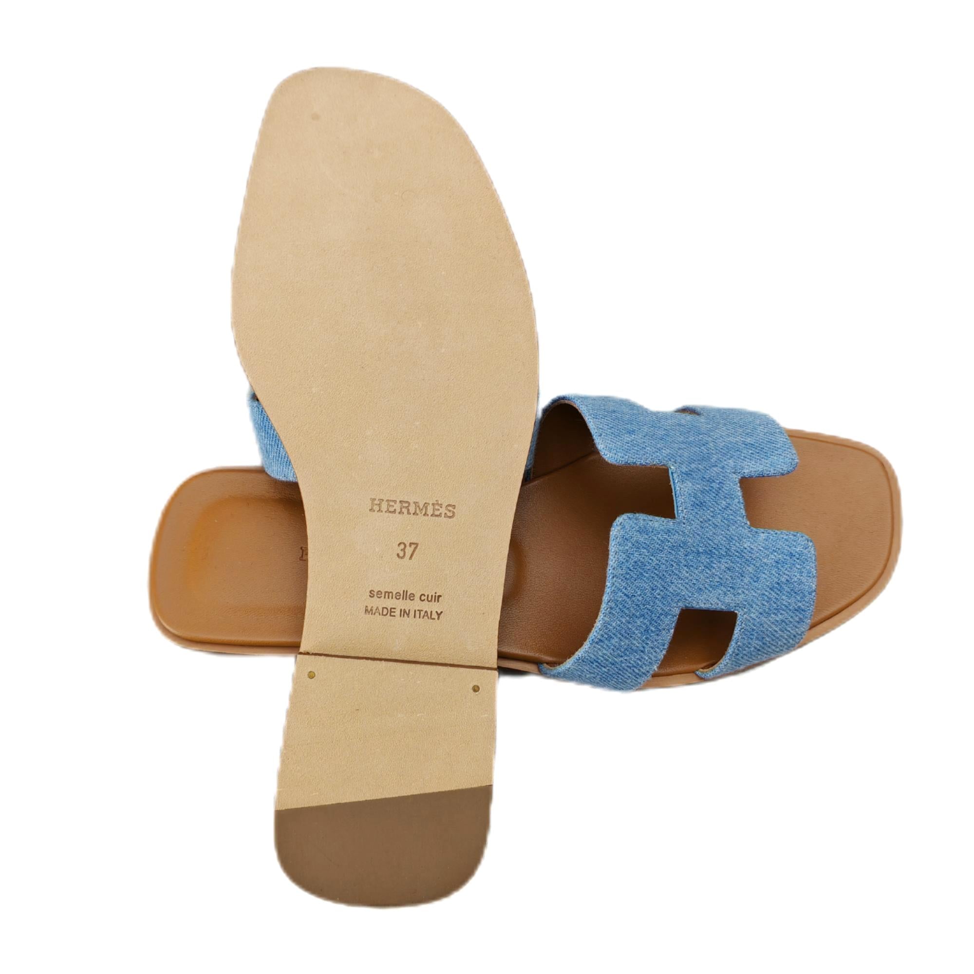 HERMES ORAN SANDAL Bleu Clair Light Blue 37