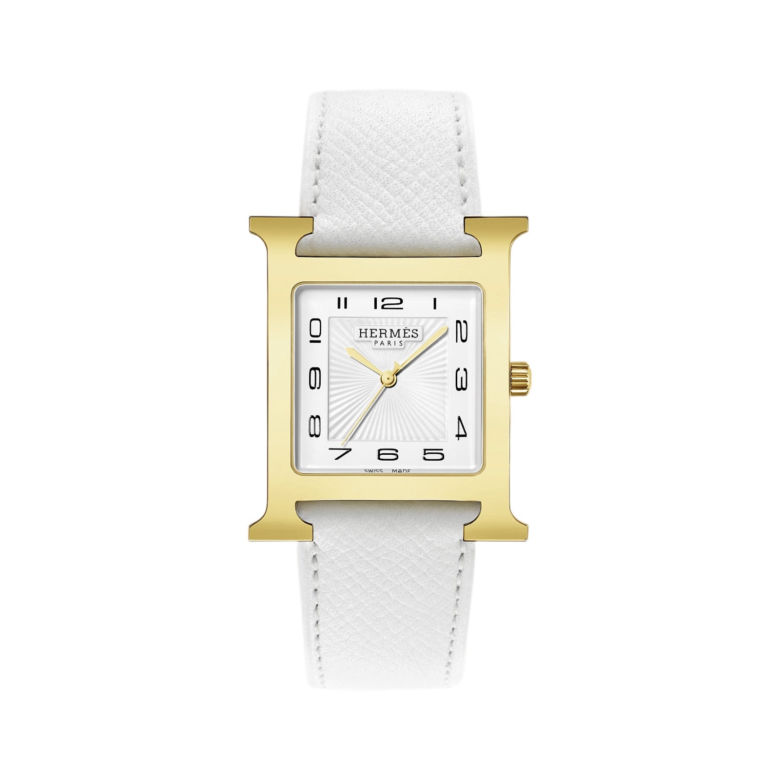 HERMÈS W036735WW00 Heure H Automatique watch Small 25, Steel Case, Bright white dial, Etoupe