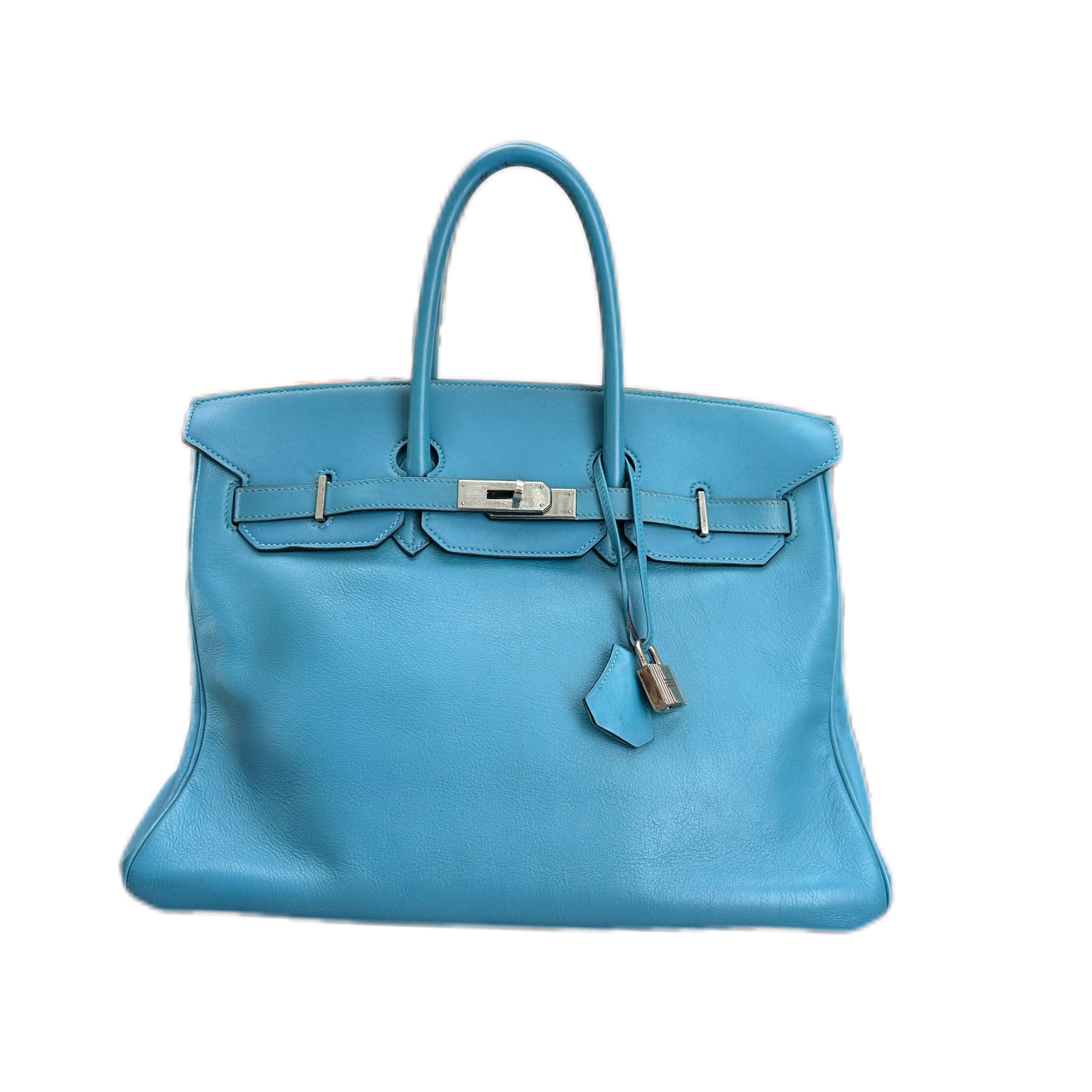 HERMÈS BIRKIN 35 Swift Leather SHW Celeste (Candy Blue) SQUARE K STAMP