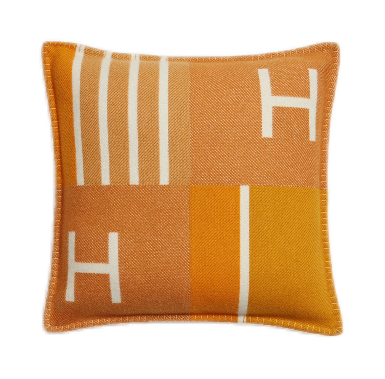 HERMÈS Avalon Vibration pillow, small model Miel (Orange)