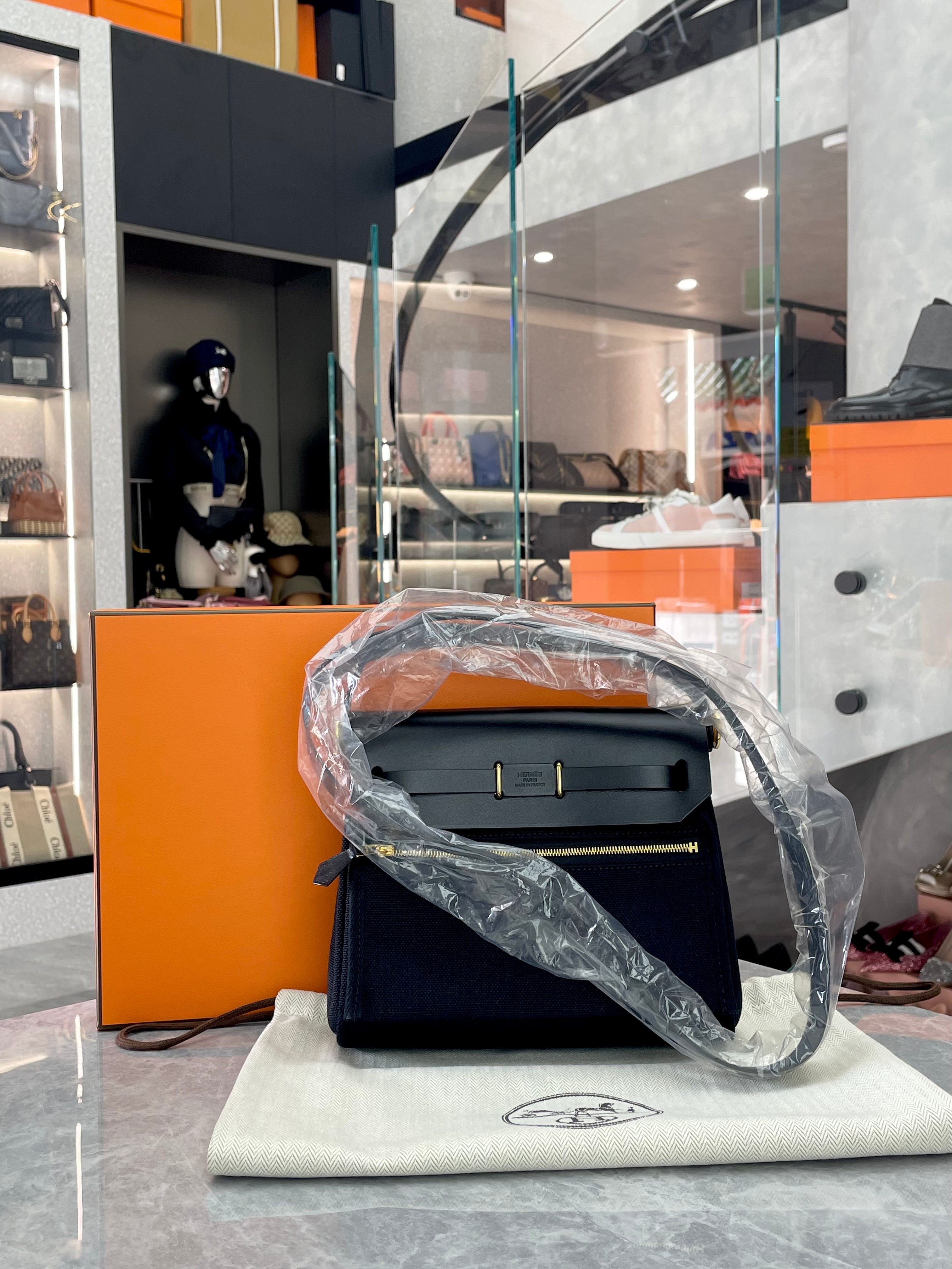 Hermès Black Mini Herbag K Stamp GHW