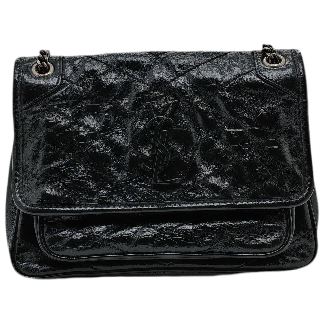 ysl Niki Medium Vintage Black Flap Bag