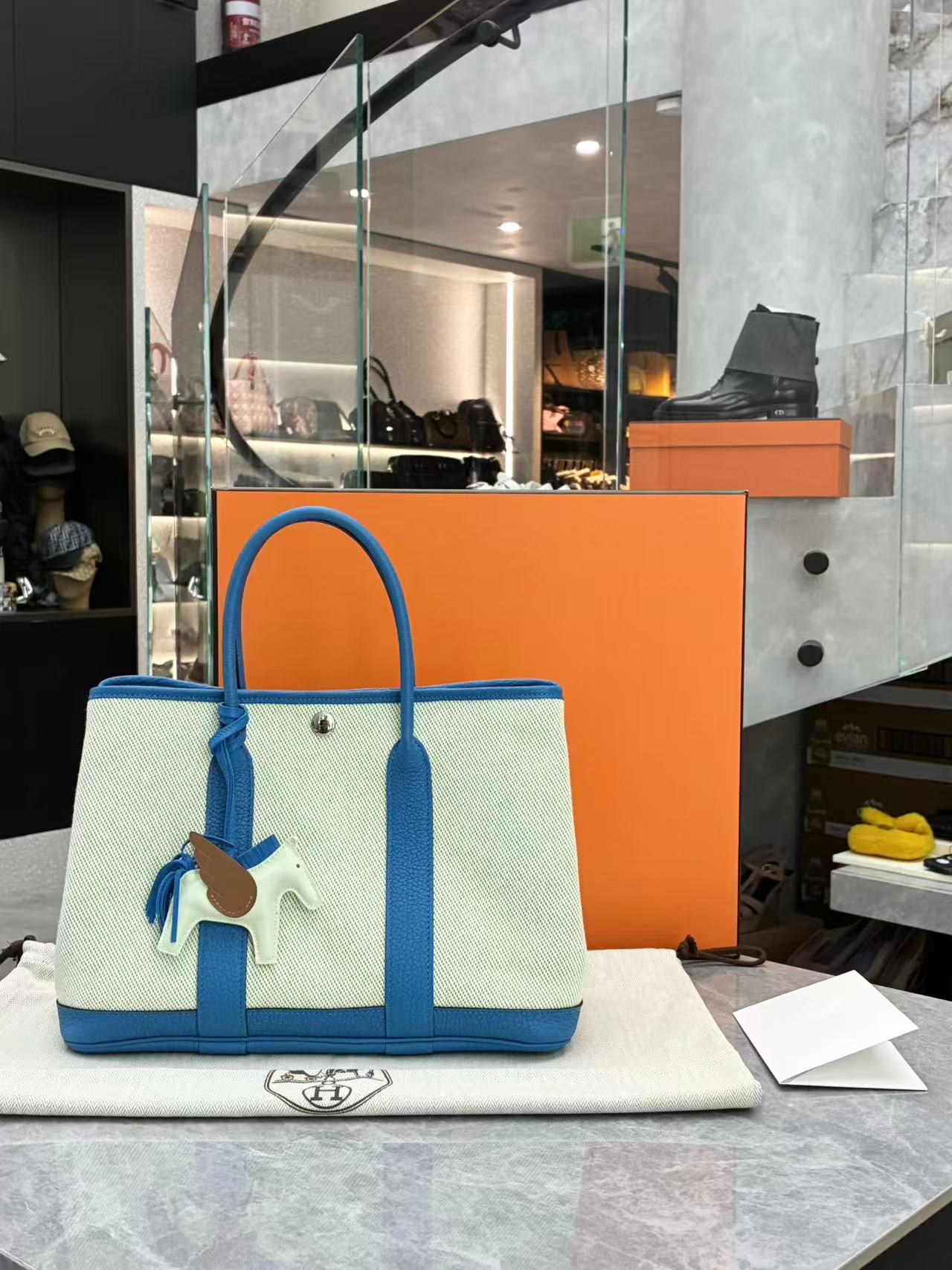 Hermès Garden Party 30 in elegant French Blue