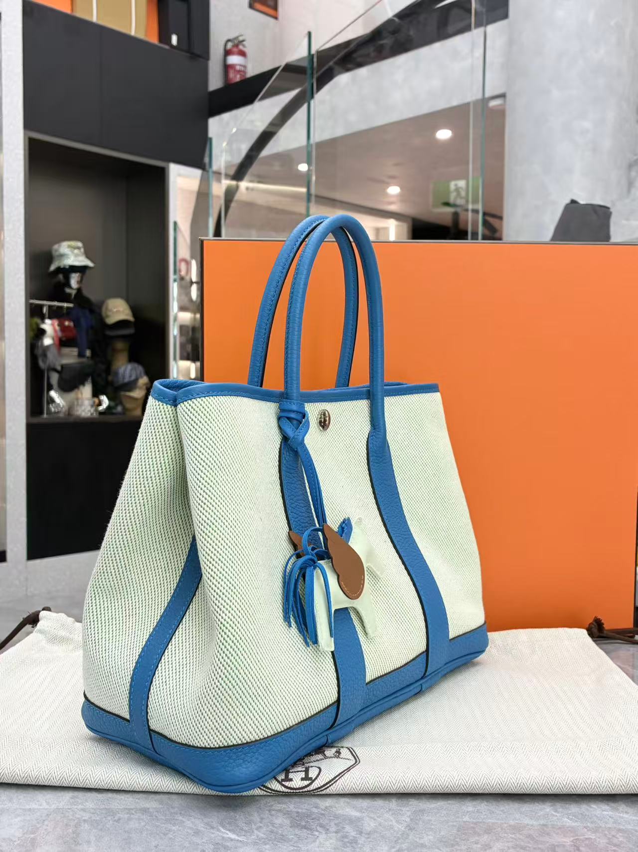 Hermès Garden Party 30 in elegant French Blue