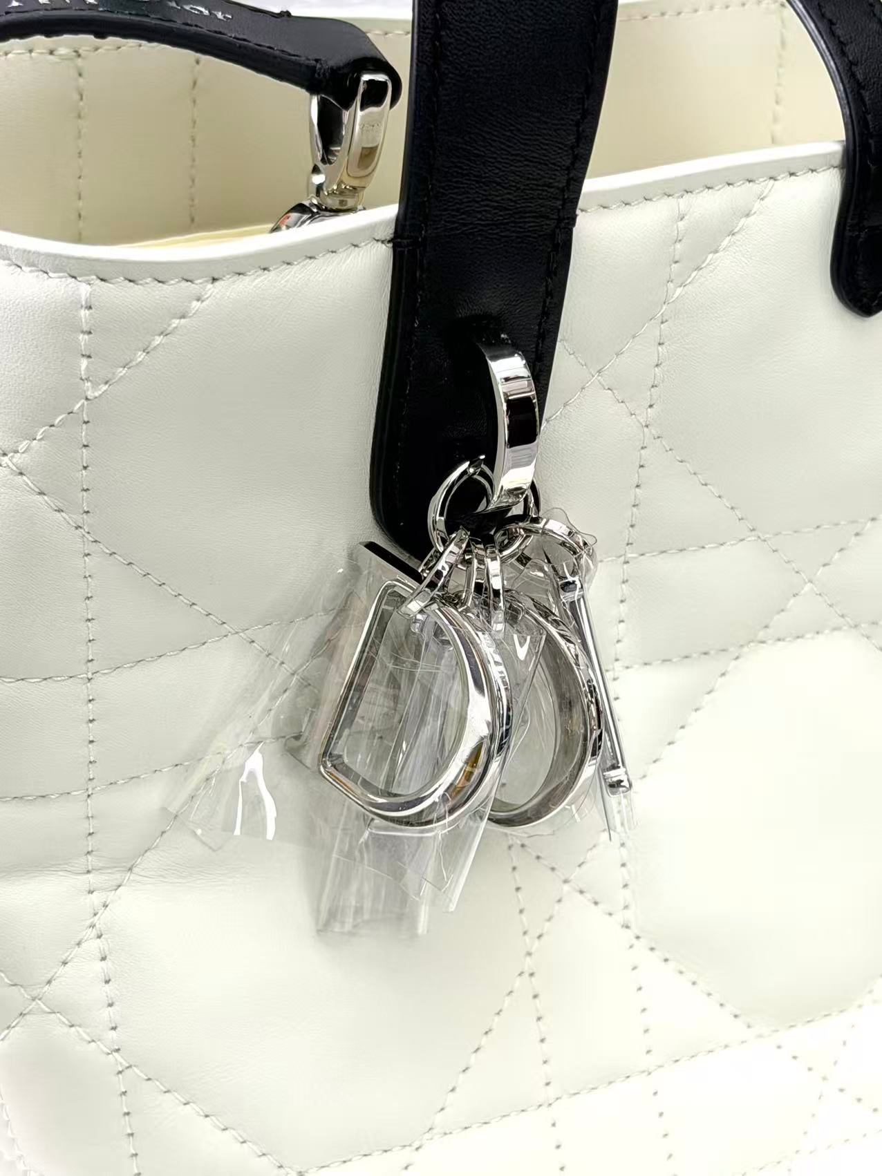 Dior Toujours vertical tote bag crafted in calfskin with macrocannage stitching