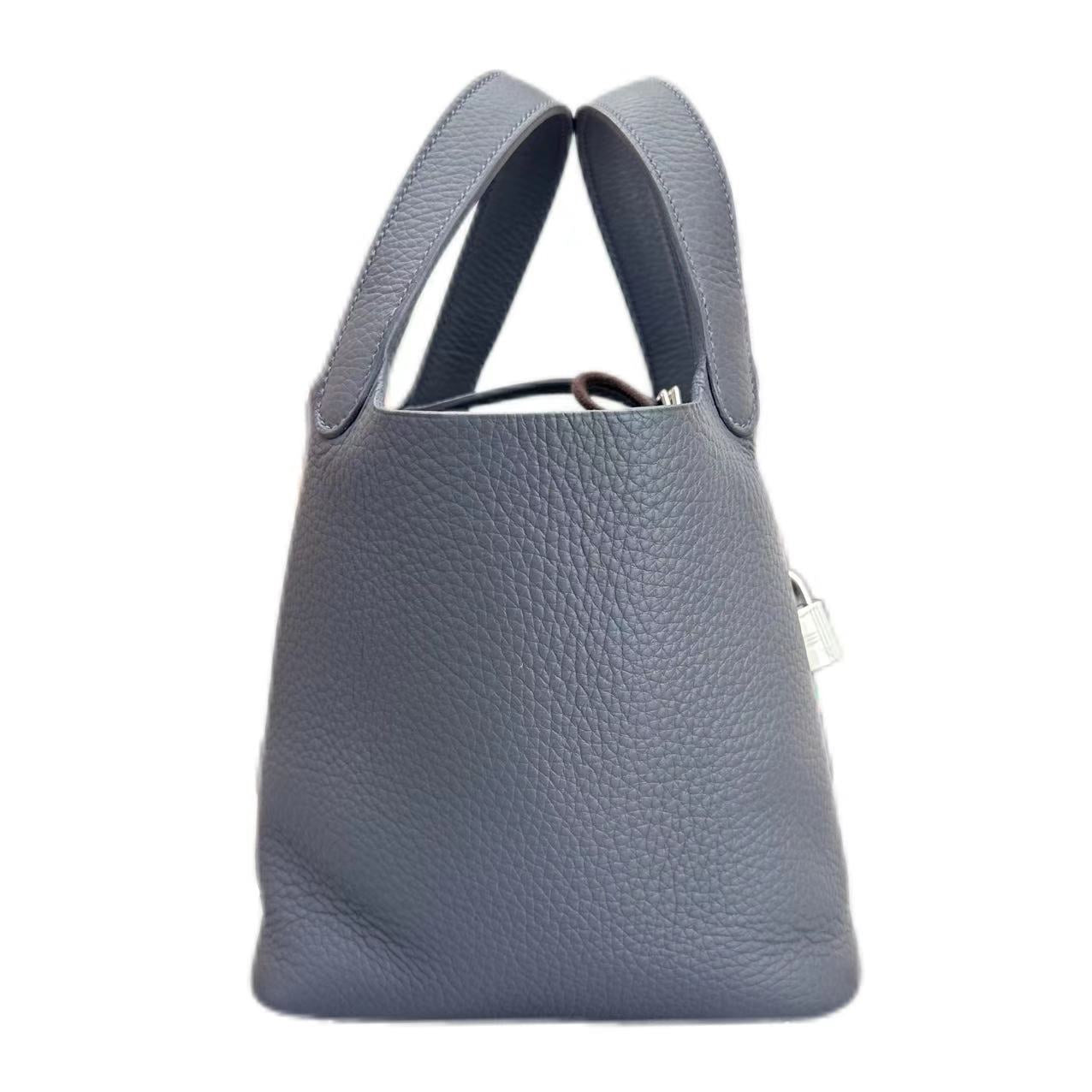 HERMÈS PICOTIN 18 Taurillon Clemence Leather SHW Gris Misty(Grey) B stamp   ) STAMP