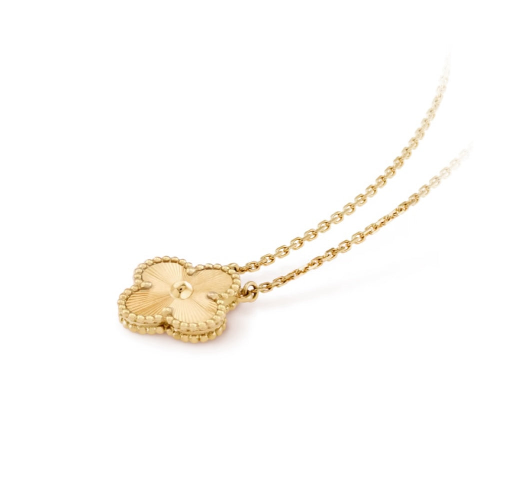 Van Cleef & Arpels Vintage Alhambra Pendant Guilloché Yellow Gold