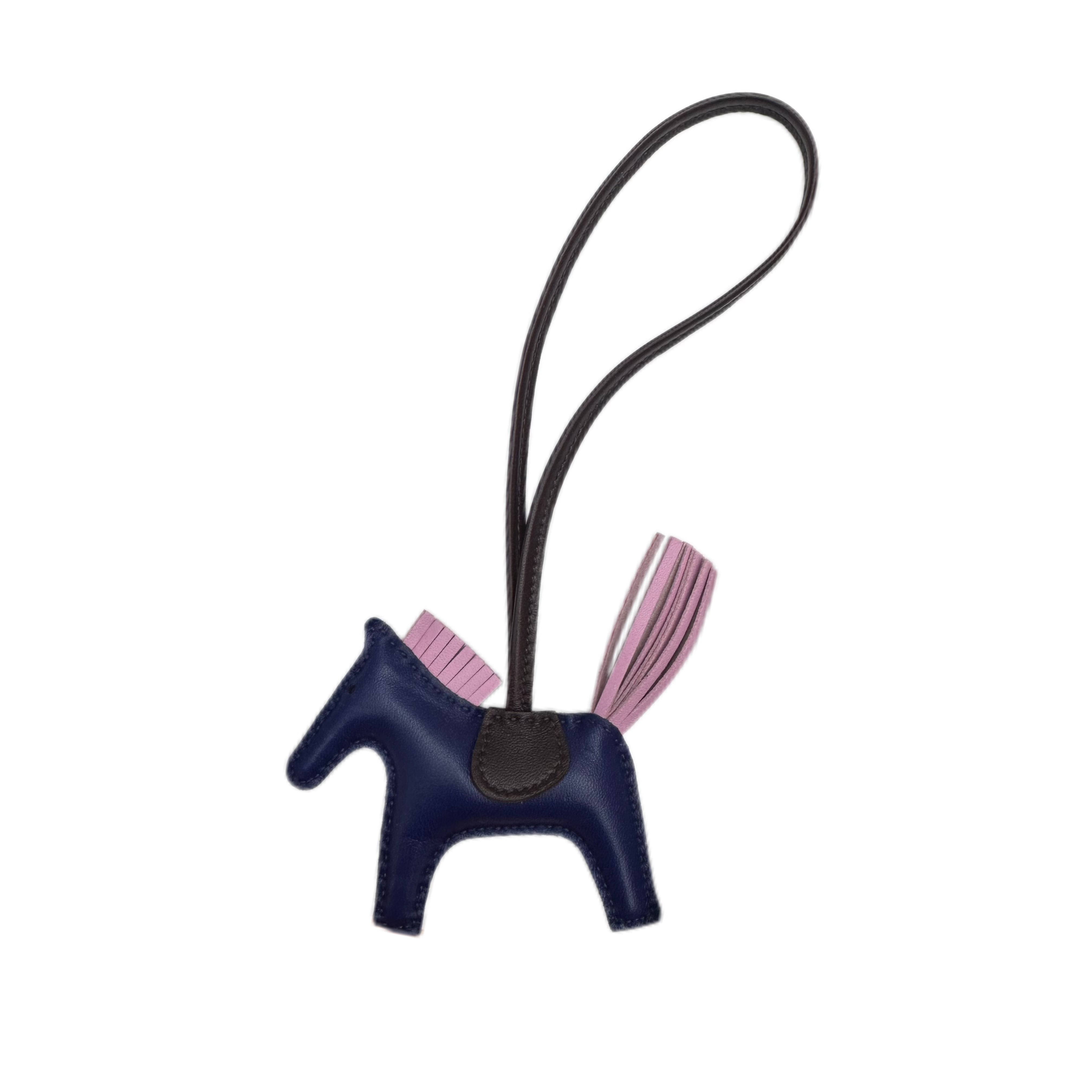 HERMÈS Rodeo Pegase PM Bag Charm (Navy/Pink/Brown) Z stamp