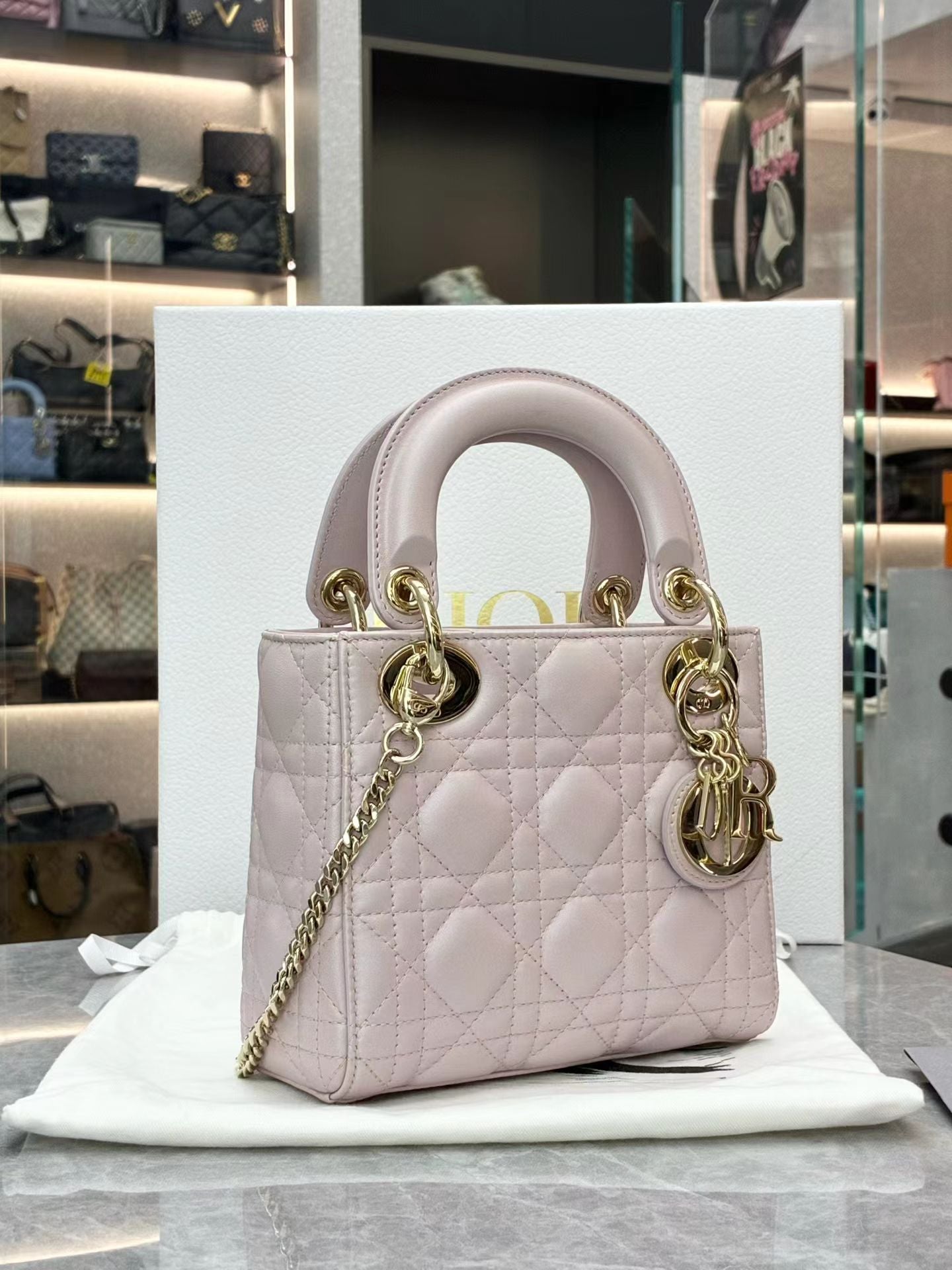 Dior Mini Lady Dior bag Light Pink/Gold