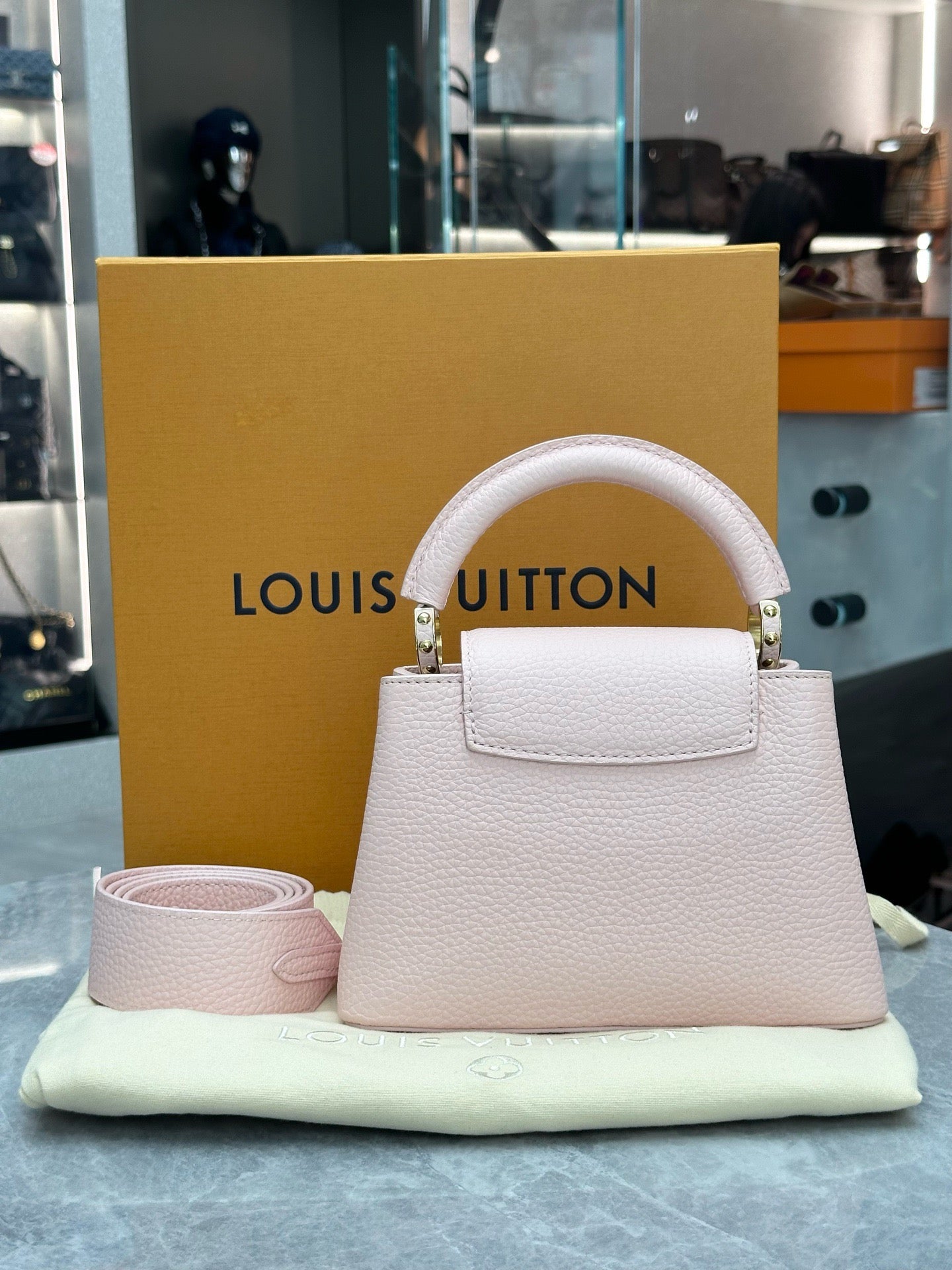 Louis Vuitton Capucines BB bag in Pink Jasmin Taurillon leather