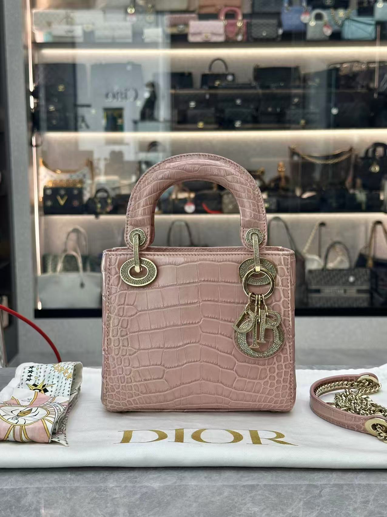 Dior Alligator Pink Lady Dior Mini Bag