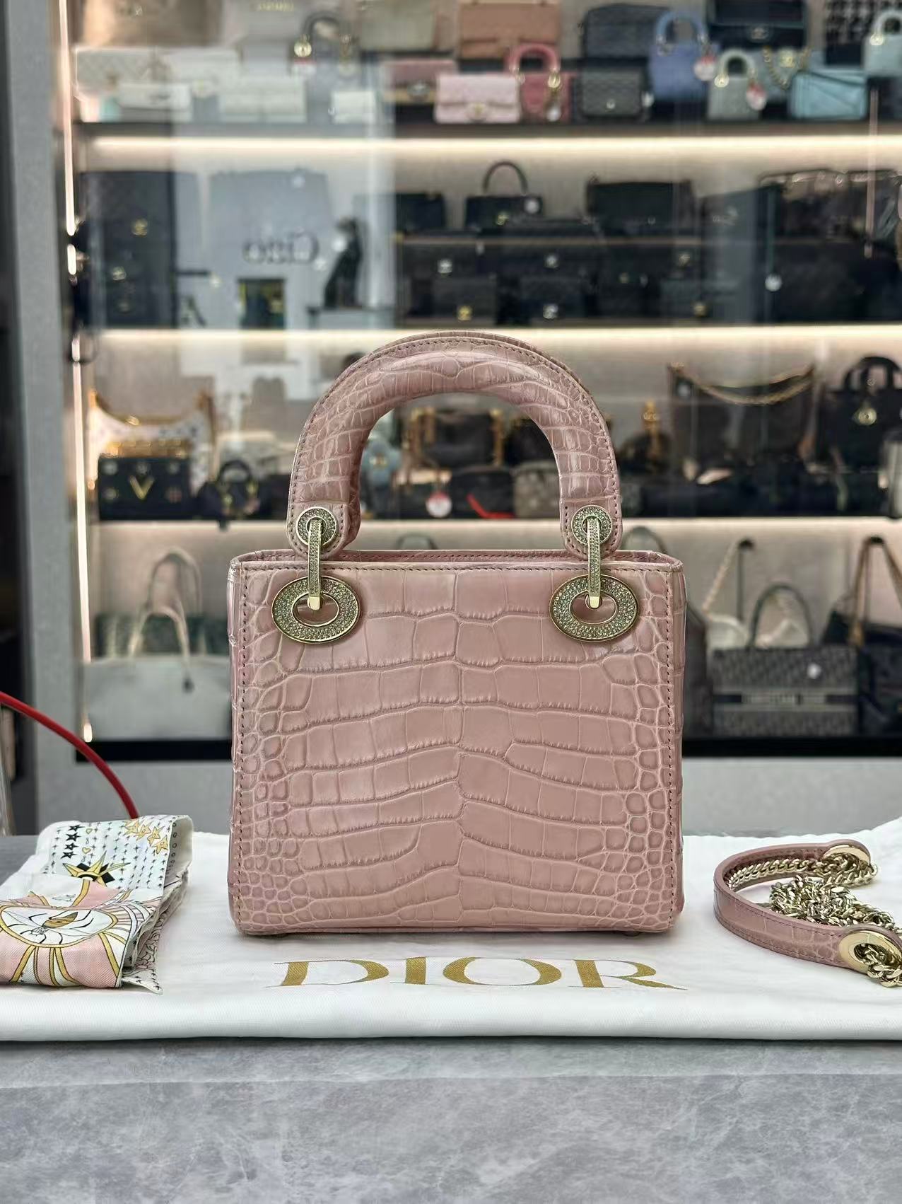 Dior Alligator Pink Lady Dior Mini Bag