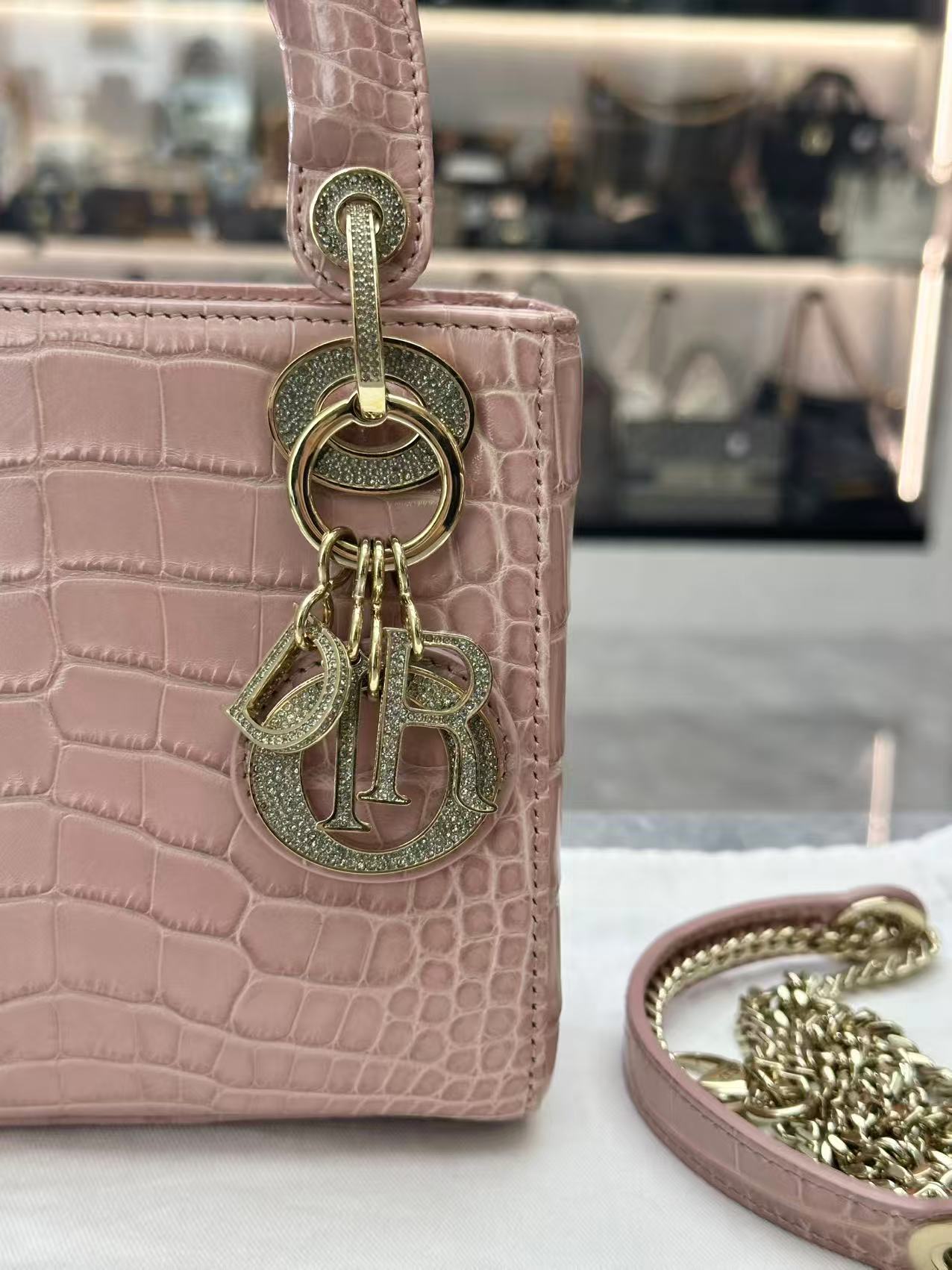 Dior Alligator Pink Lady Dior Mini Bag