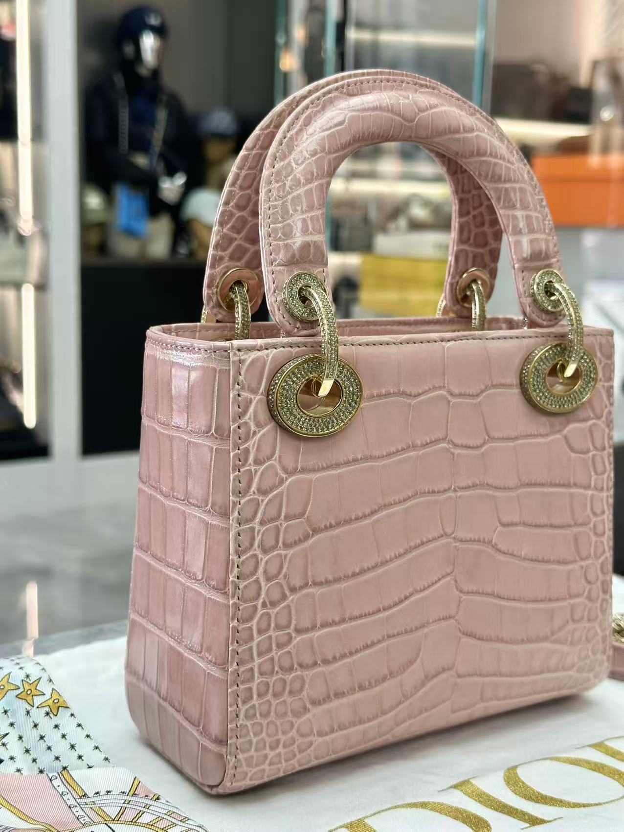 Dior Alligator Pink Lady Dior Mini Bag