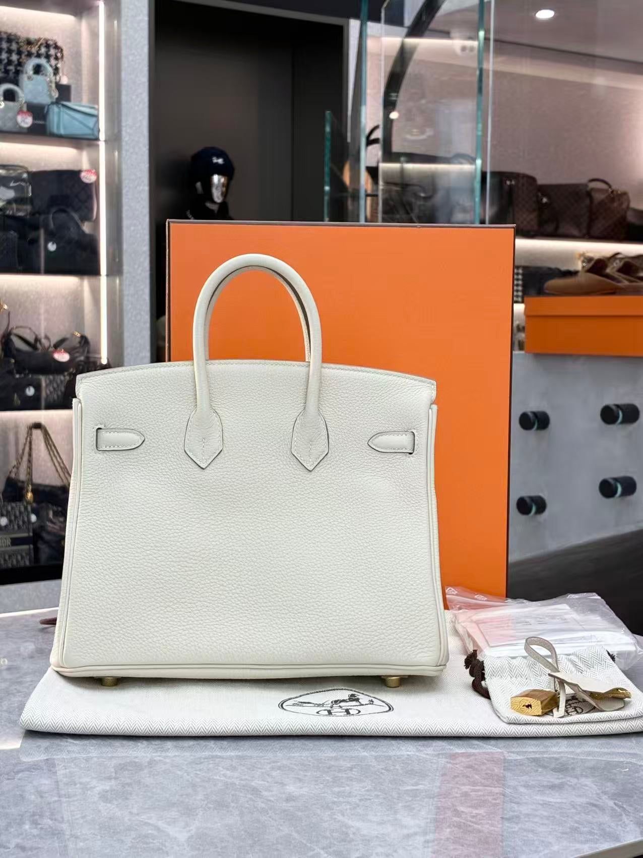 Hermes Birkin 25 Togo 8L Beton GHW (Z Stamp)