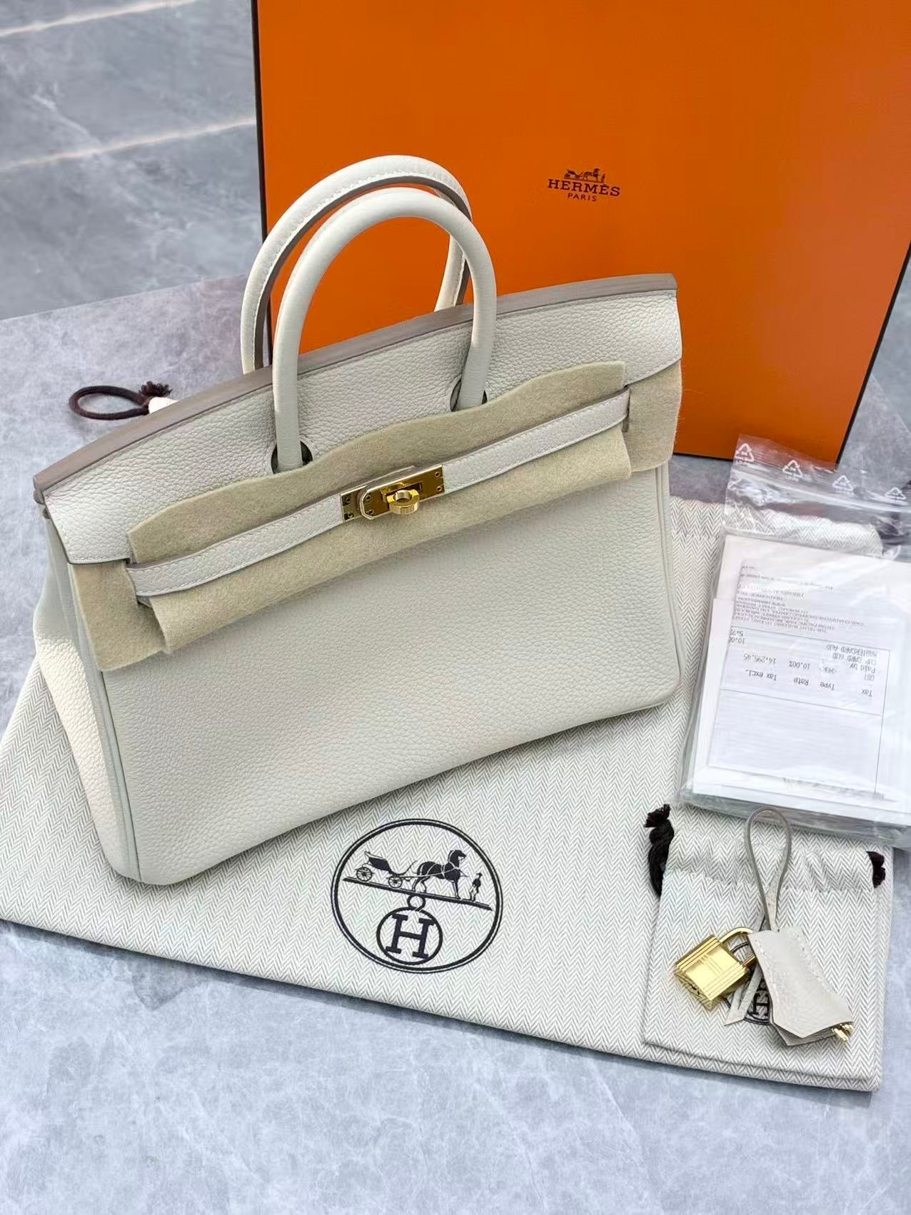 Hermes Birkin 25 Togo 8L Beton GHW (Z Stamp)