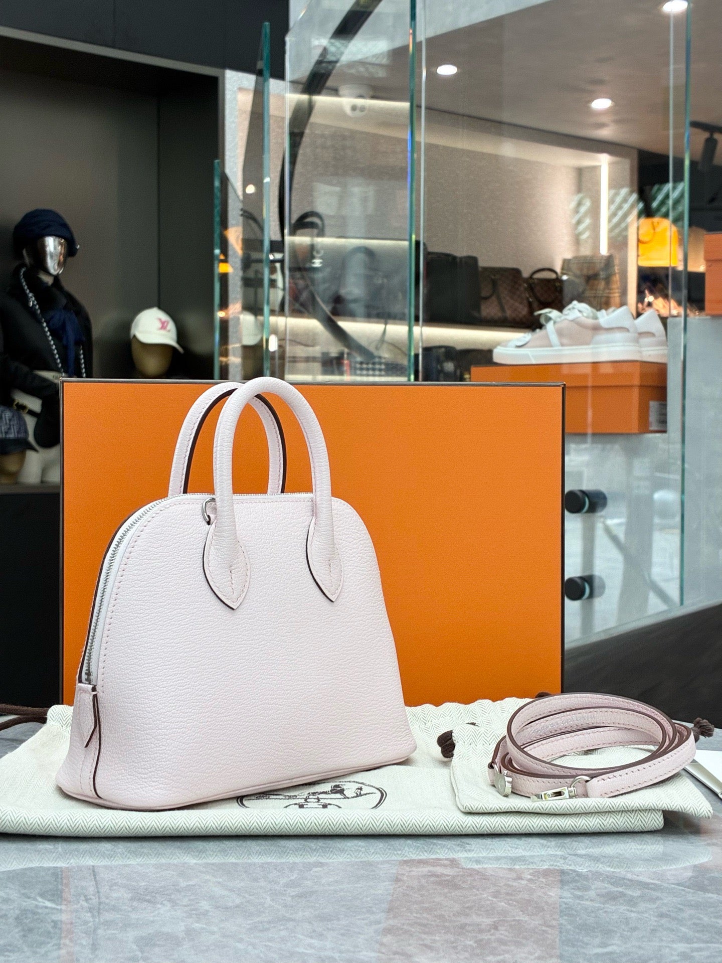 Hermes Mini Bolide in Rose Darling Chèvre Phw (K stamp)