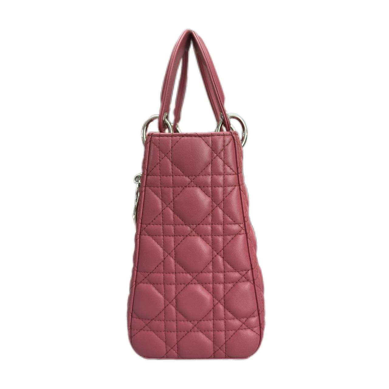 CHRISTIAN DIOR Medium Cannage Lambskin Lady Dior SHW (Pink)