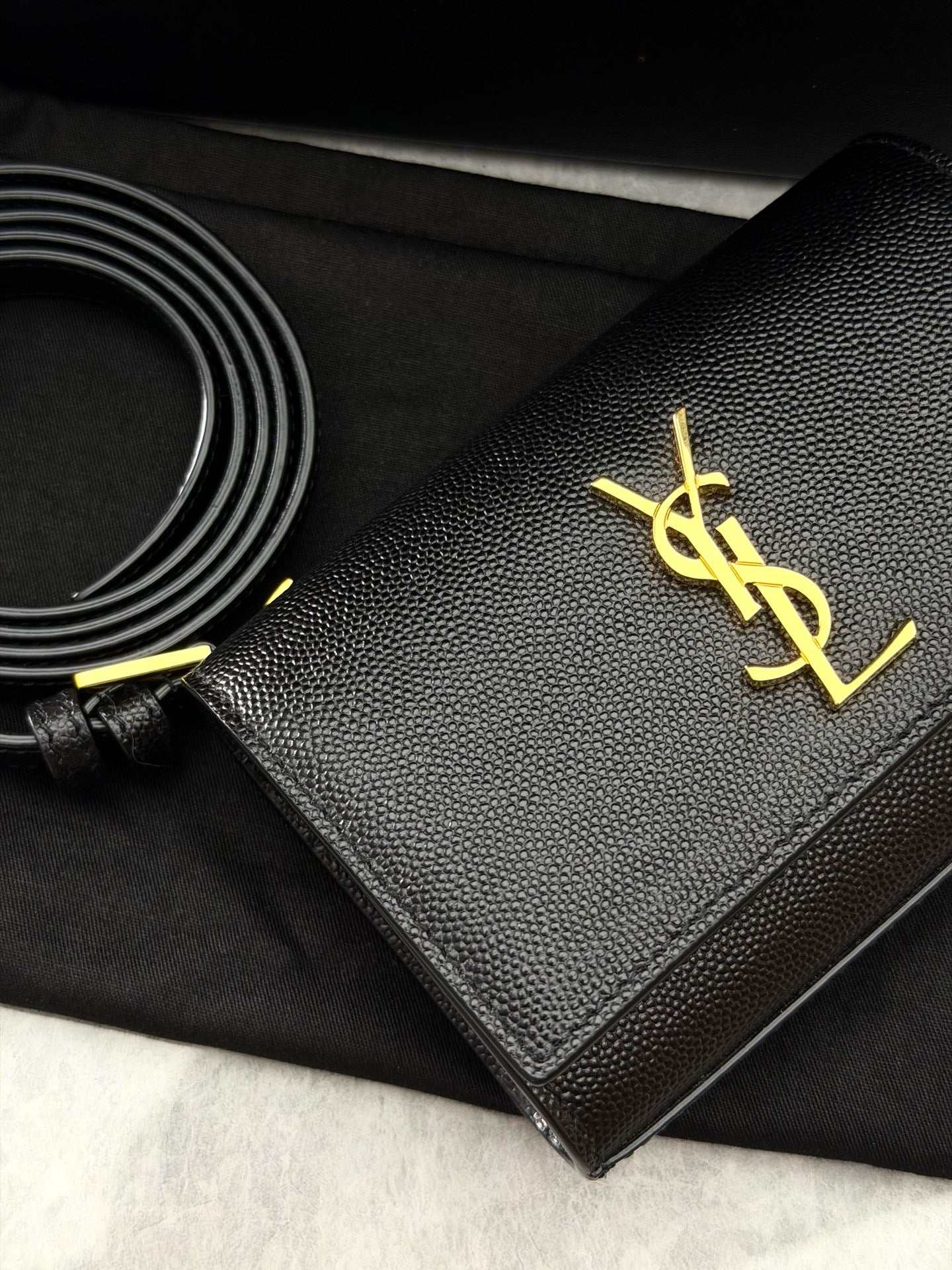 Saint Laurent Kate shoulder bag (black textured leather)