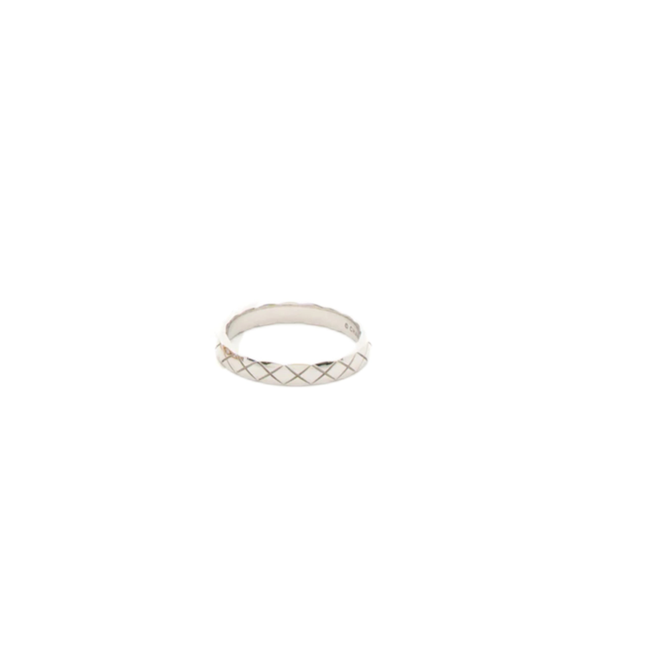 Chanel coco crush ring Mini Quilted Motif (White Gold )size 59