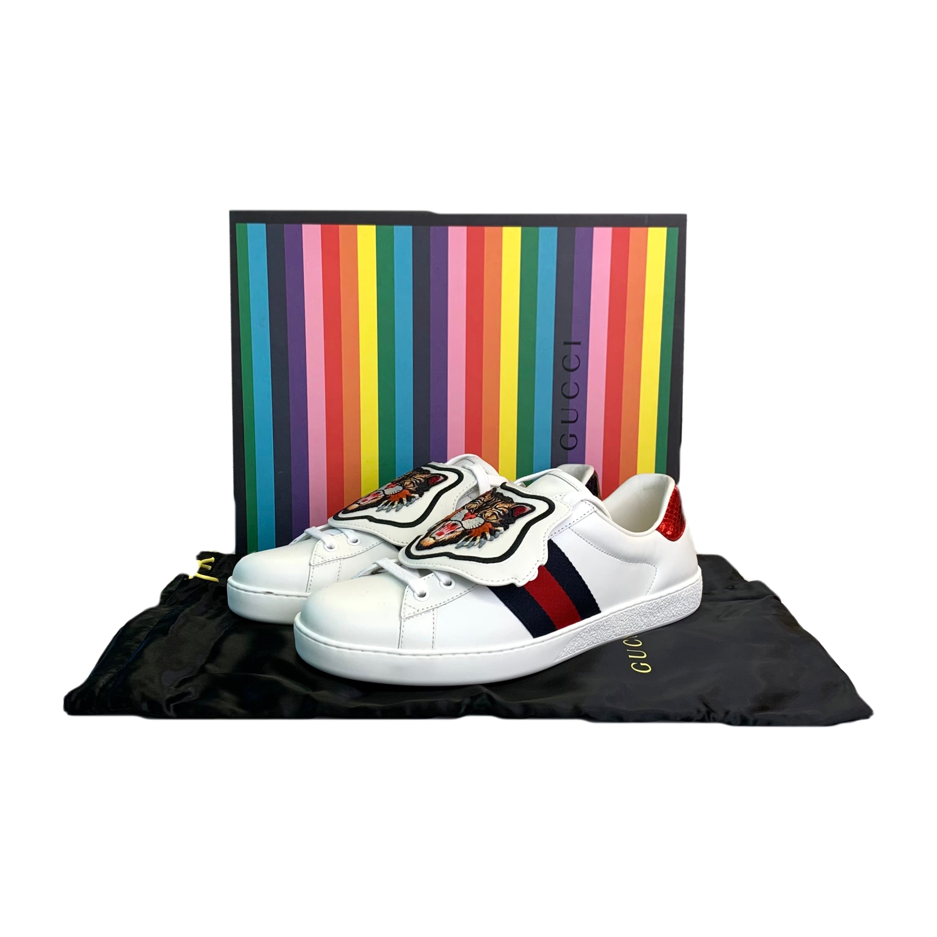 GUCCI Ace Web Tiger Slim Sneaker (White) 43