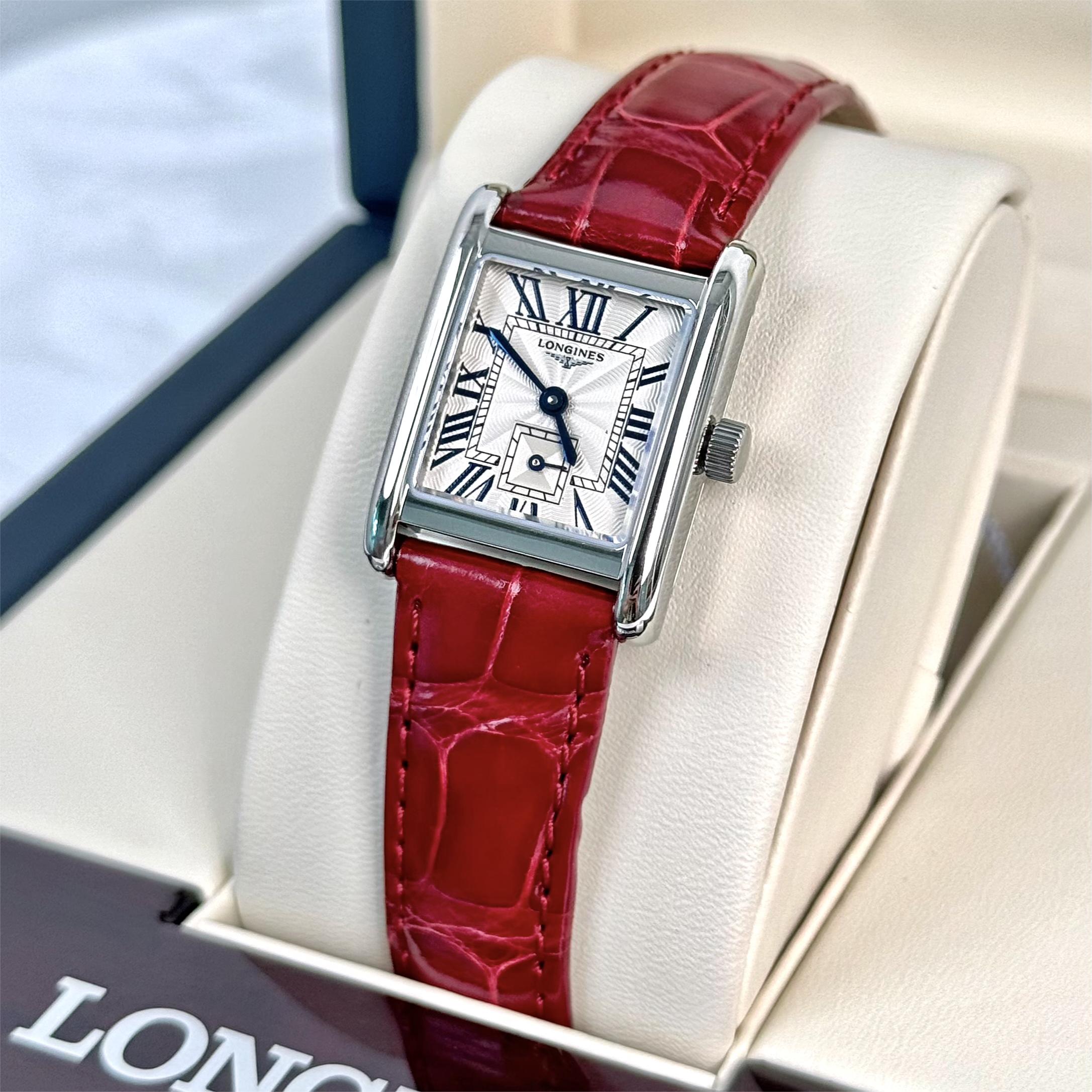 LONGINES L5.255.0.71.5 DOLCEVITA 23 X 37.00 mm White Dial, Red Leather Steel Strap