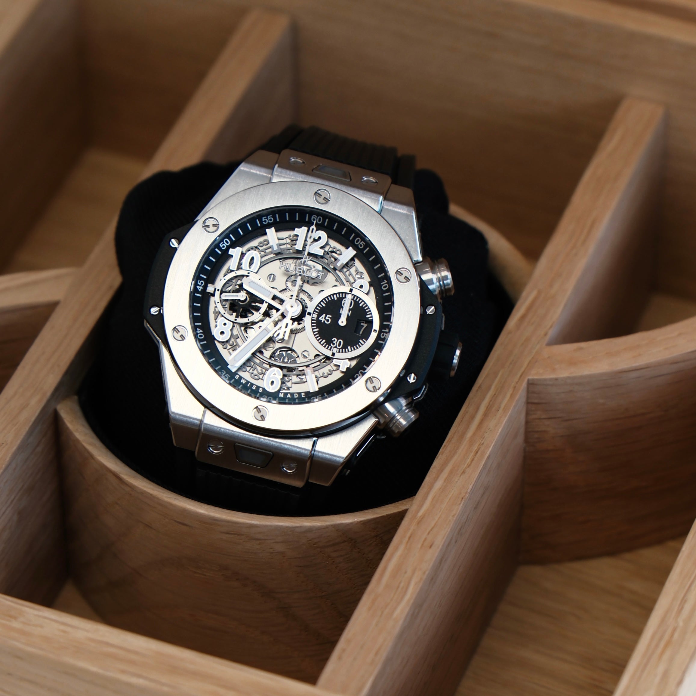 Hublot 421.NX.1170.RX BIG BANG UNICO TITANIUM 44 Matte Black Dial, Lined Rubber Straps