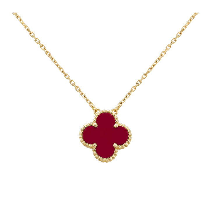 Van Cleef & Arpels Vintage Alhambra Pendant (Carnelian) Yellow Gold