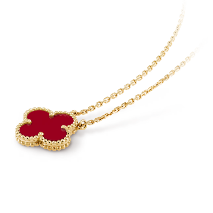 Van Cleef & Arpels Vintage Alhambra Pendant (Carnelian) Yellow Gold