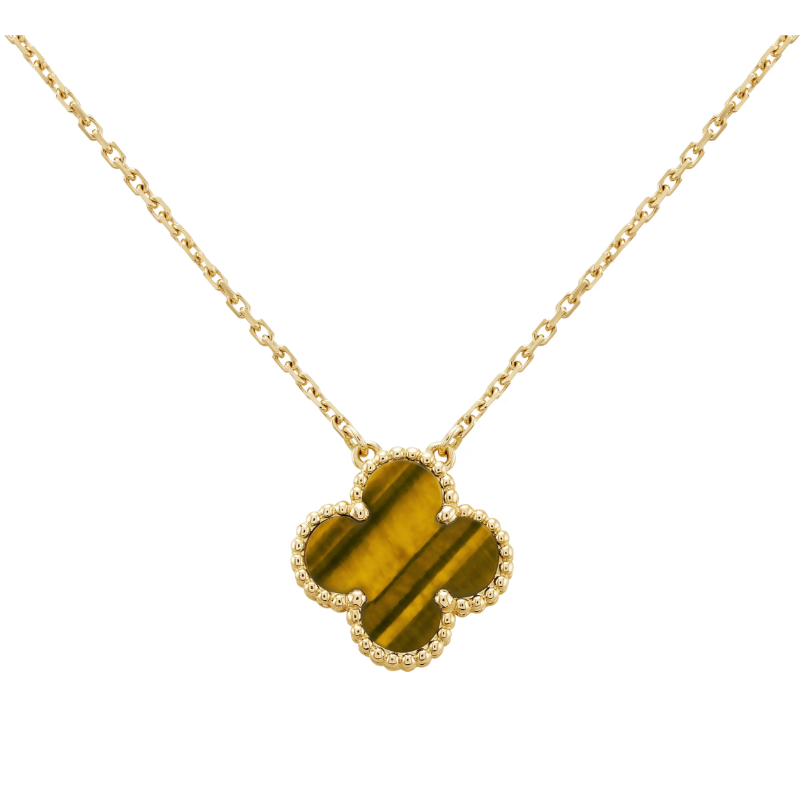 Van Cleef & Arpels Vintage Alhambra Pendant (Tiger Eye) Yellow Gold