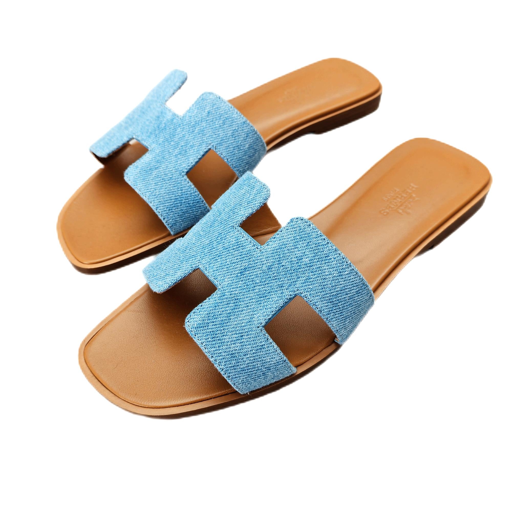 HERMÈS ORAN SANDAL Bleu Clair (Light Blue) 37