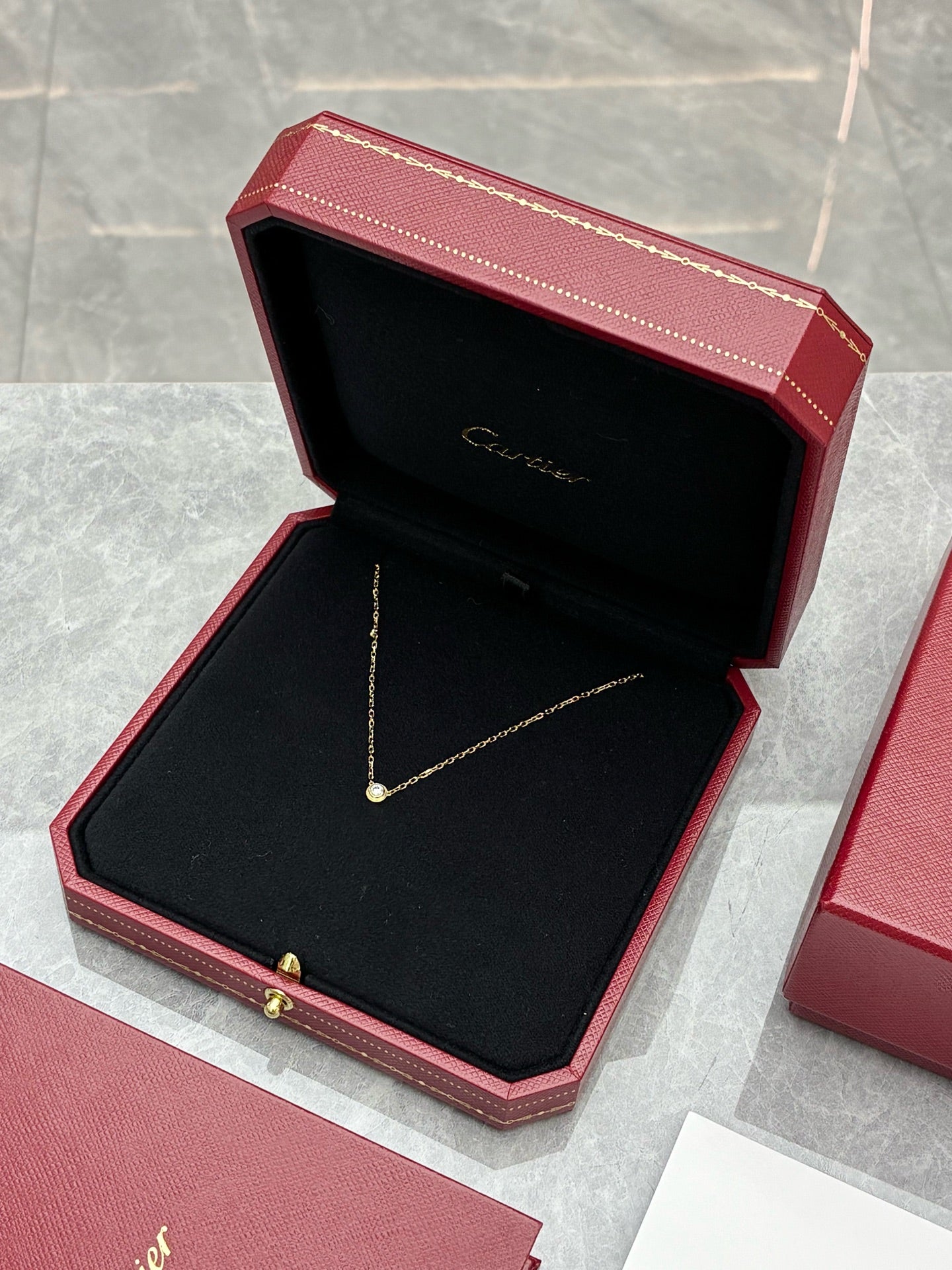 Cartier Flying Saucer Pendant Necklace 18K Rose Gold Diamond Small