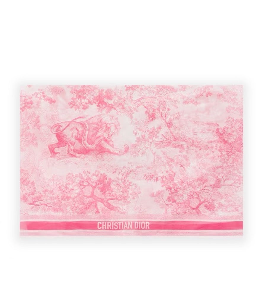 DIOR Sauvage Zoo Collection Toile de Jouy Scarf – White & Candy Pink