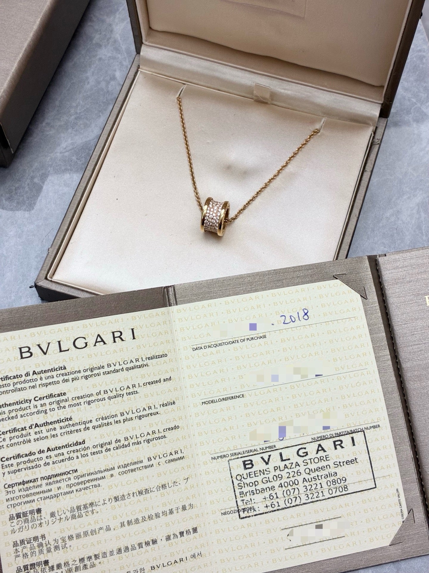 BVLGARI B.Zero1 Necklace – 18K Rose Gold, Full Pave Diamond Pendant