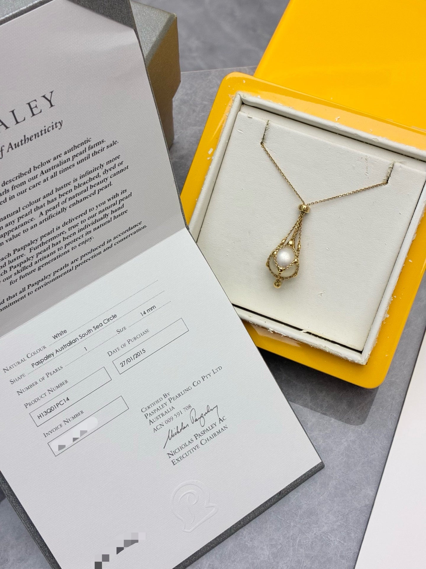 Paspaley Netted Pearl Pendant Necklace – 18K Gold, 14mm Australian South Sea Circle Pearl
