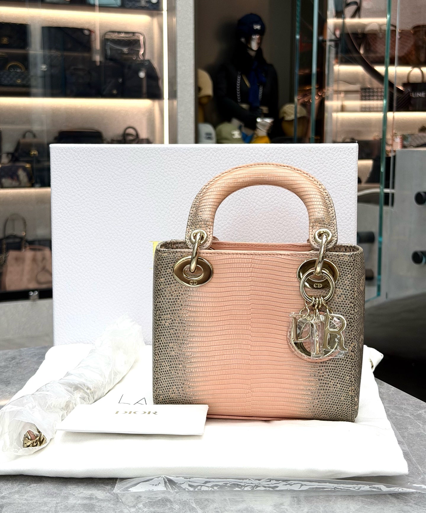 DIOR Lady Dior – Pink Himalaya Lizard Skin, Gold Hardware, Brand New