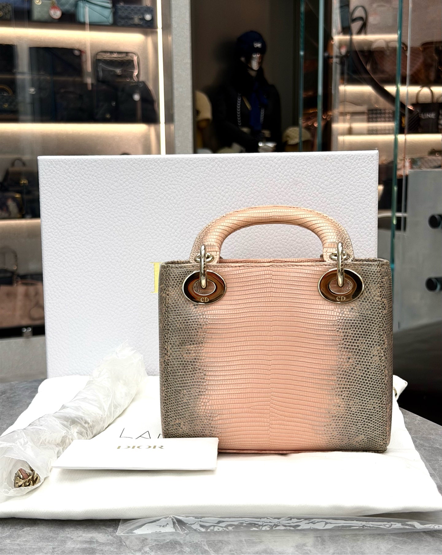 DIOR Lady Dior – Pink Himalaya Lizard Skin, Gold Hardware, Brand New