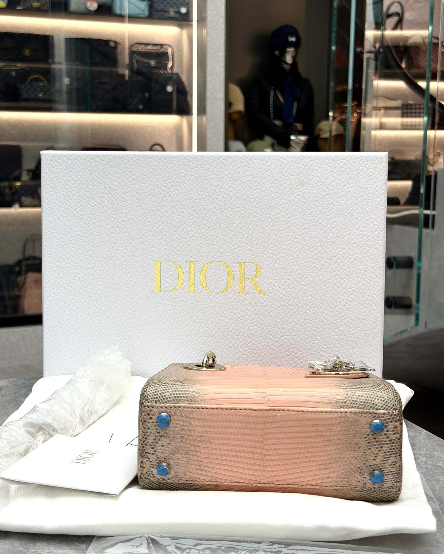 DIOR Lady Dior – Pink Himalaya Lizard Skin, Gold Hardware, Brand New