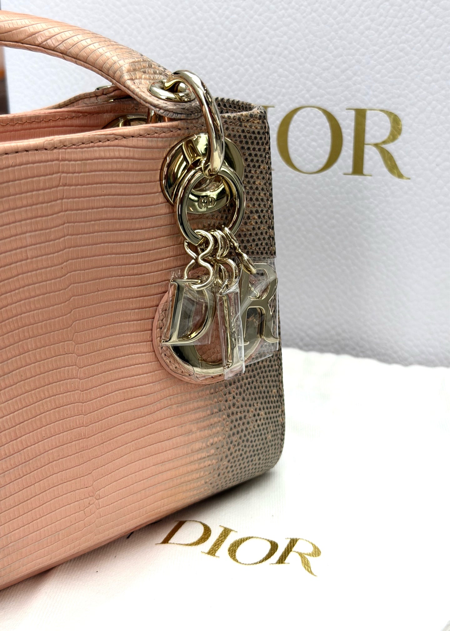 DIOR Lady Dior – Pink Himalaya Lizard Skin, Gold Hardware, Brand New