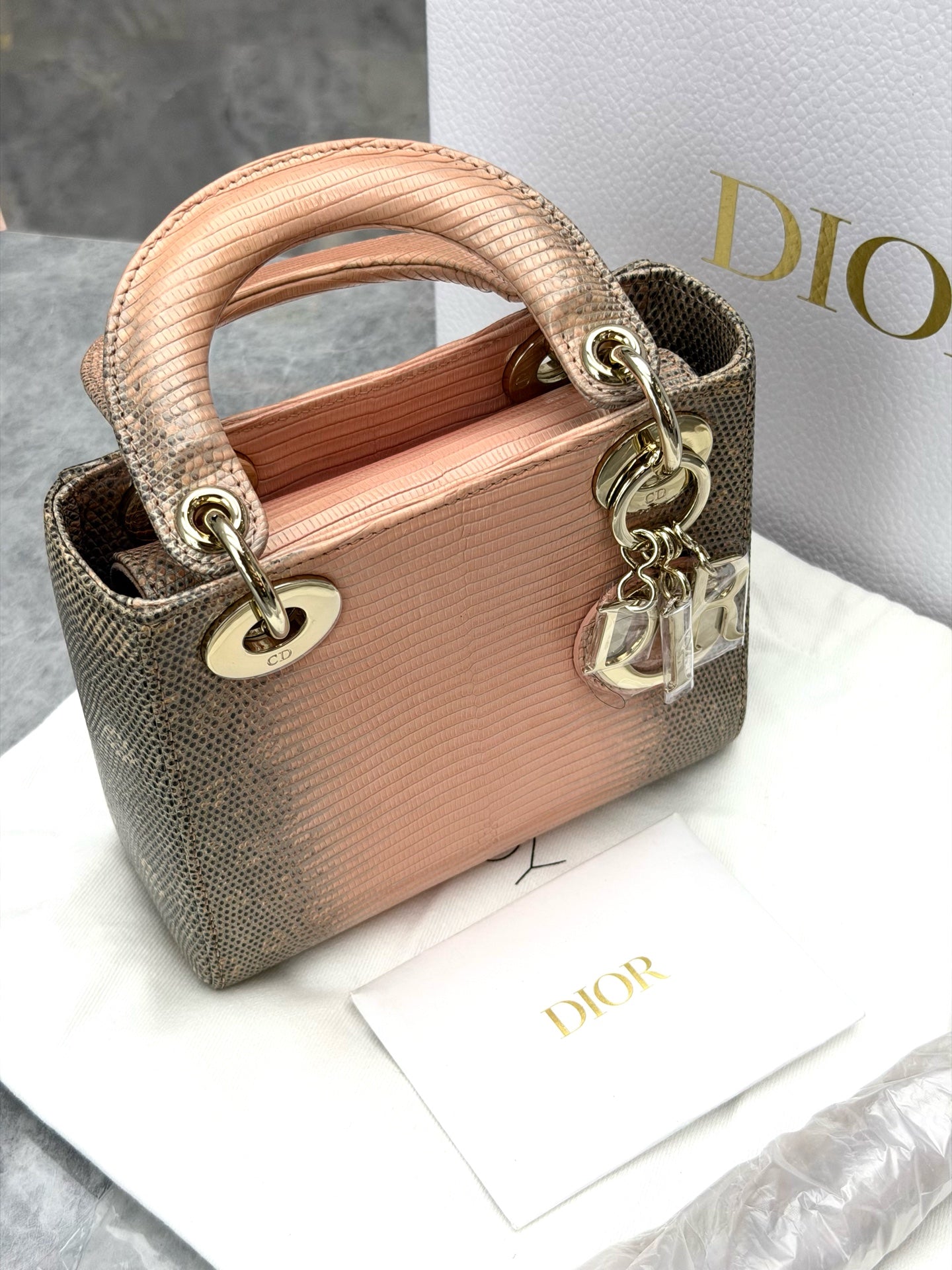 DIOR Lady Dior – Pink Himalaya Lizard Skin, Gold Hardware, Brand New
