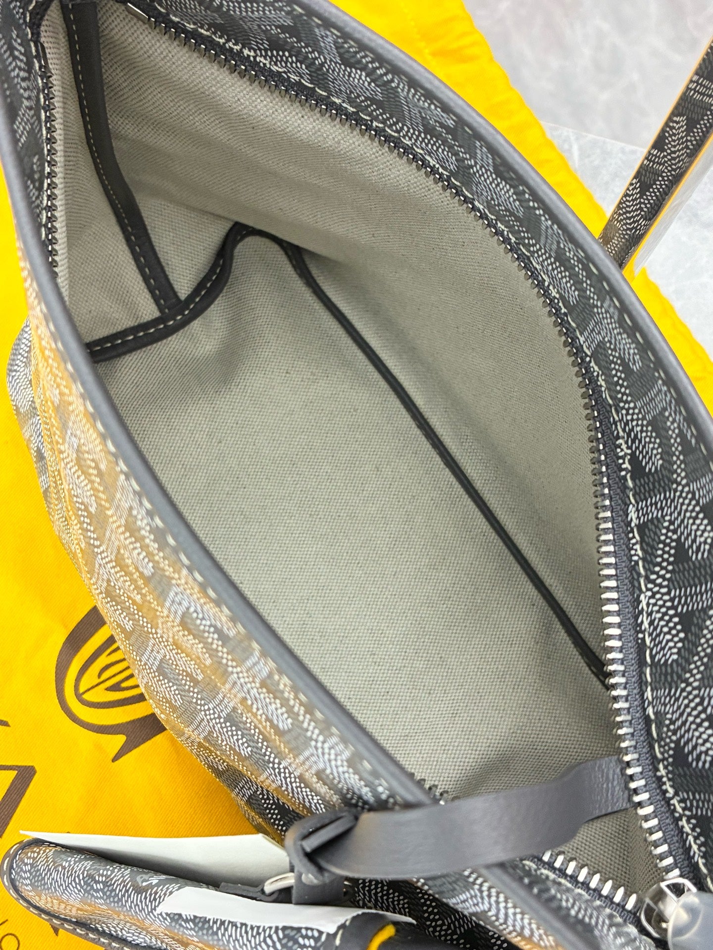 GOYARD Mini Hobo – Grey Goyardine Canvas, Red Hand-Painted Clover, Brand New