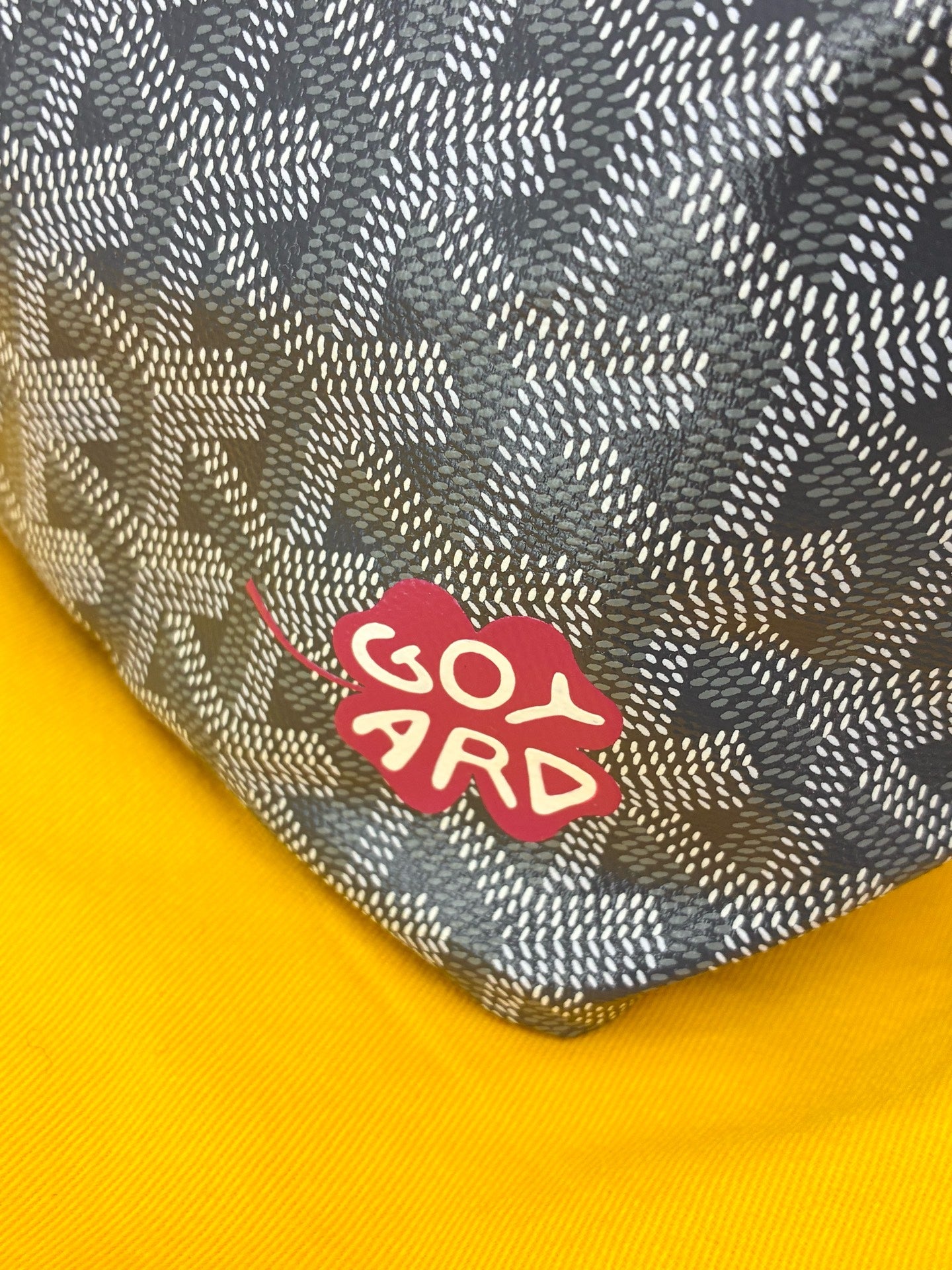 GOYARD Mini Hobo – Grey Goyardine Canvas, Red Hand-Painted Clover, Brand New