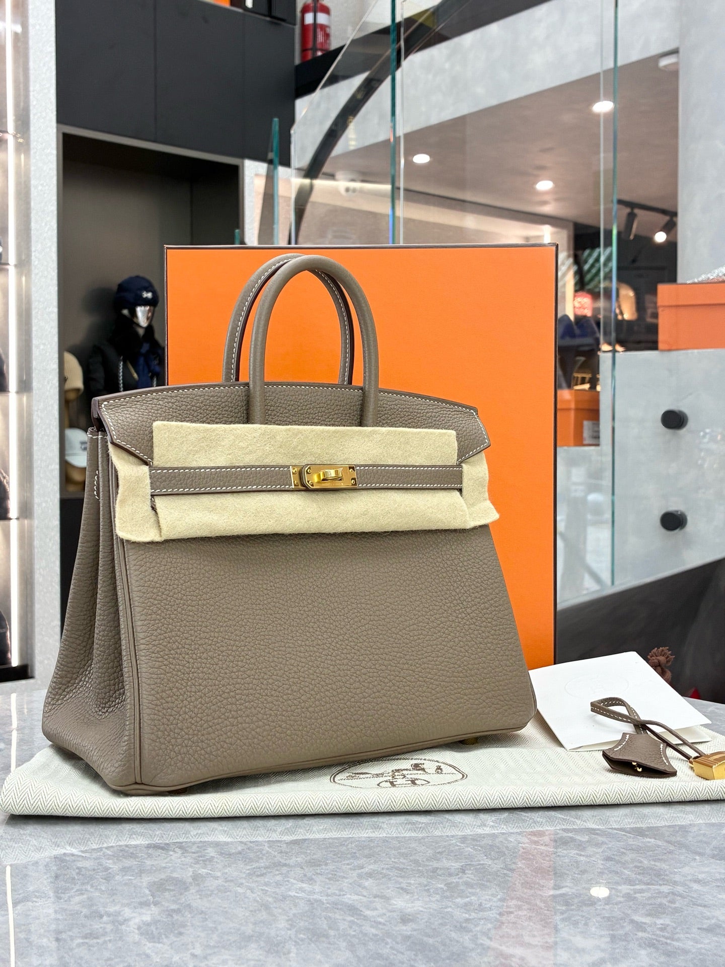 Hermès Birkin 25 – Elephant Grey Togo Leather, Gold Hardware, G Stamp, Brand New