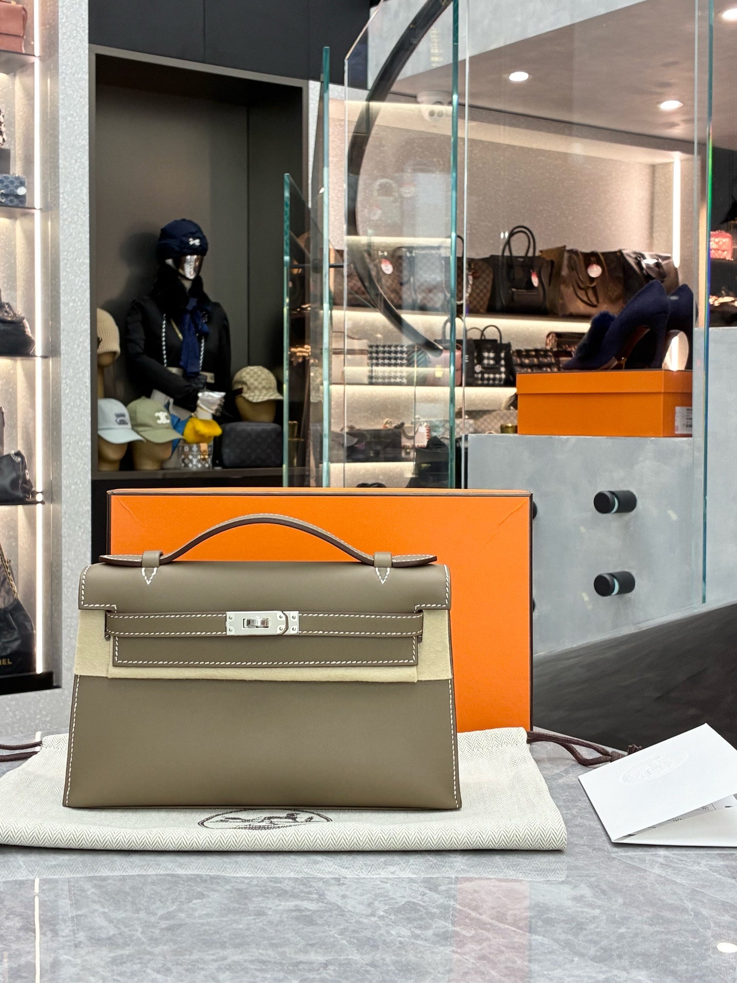 Hermès Mini Kelly – Elephant Grey Swift Leather, Palladium Hardware, G Stamp, Brand New