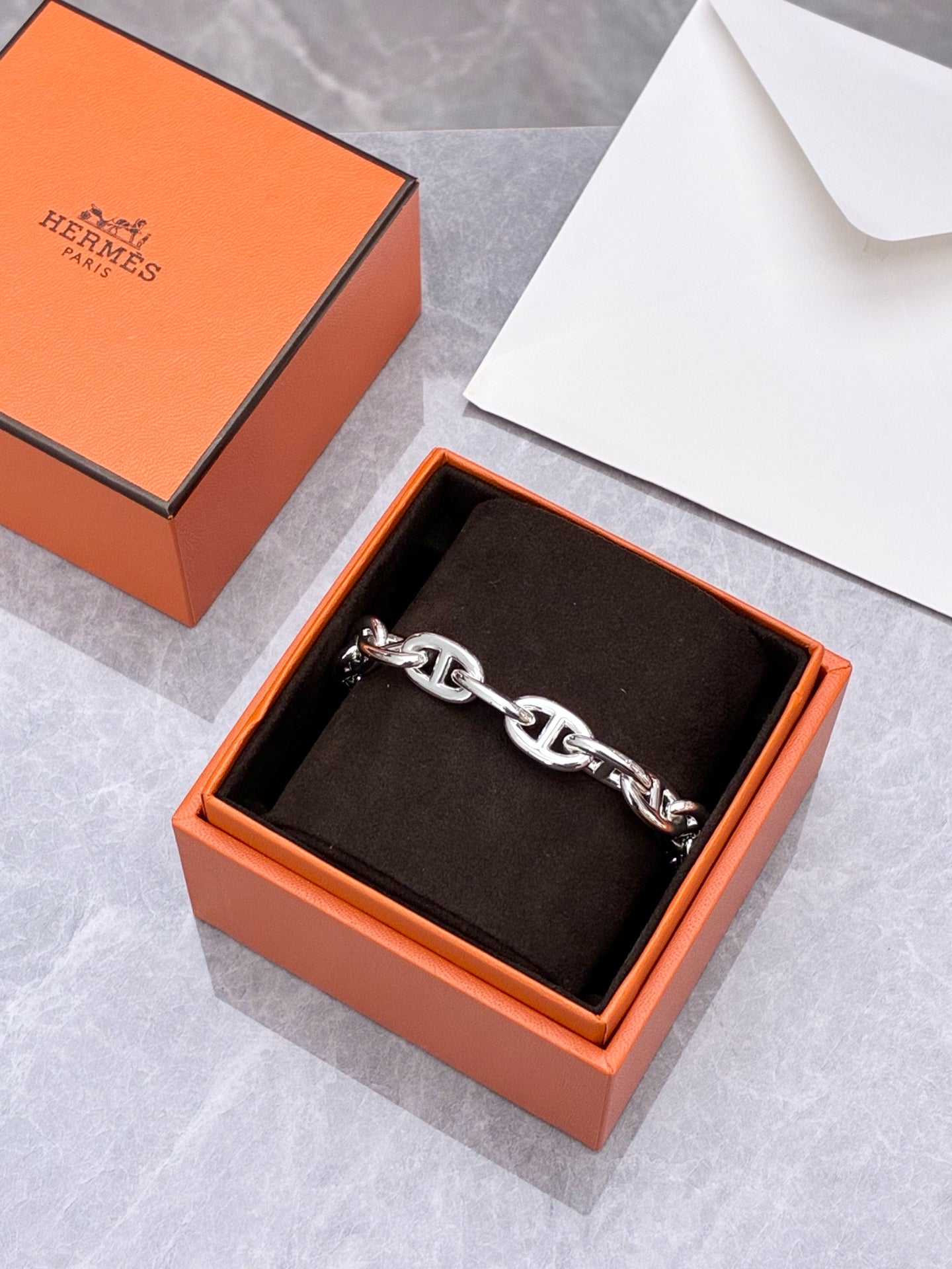 Hermès Chaine d'Ancre Bracelet – Sterling Silver, MM Size 15, Brand New