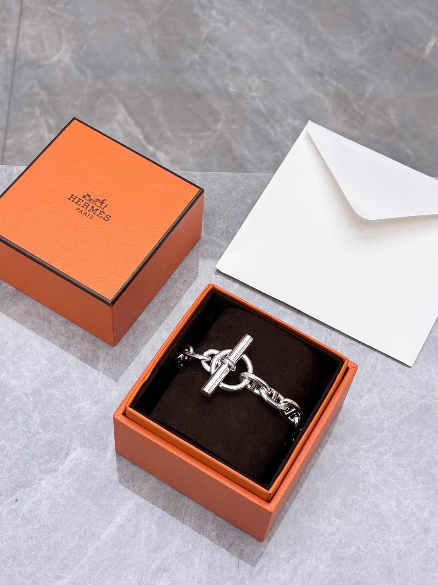 Hermès Chaine d'Ancre Bracelet – Sterling Silver, MM Size 15, Brand New